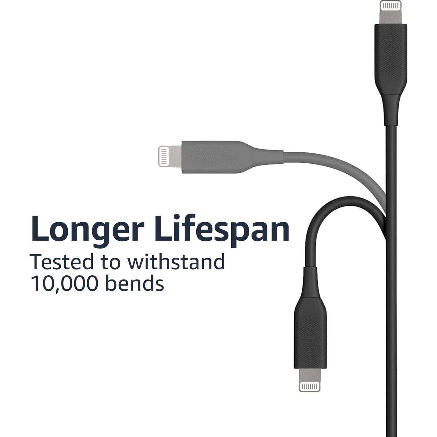 Cables de Carga USB-A a Lightning Amazon Basics - 0.91m, 2 Pzs