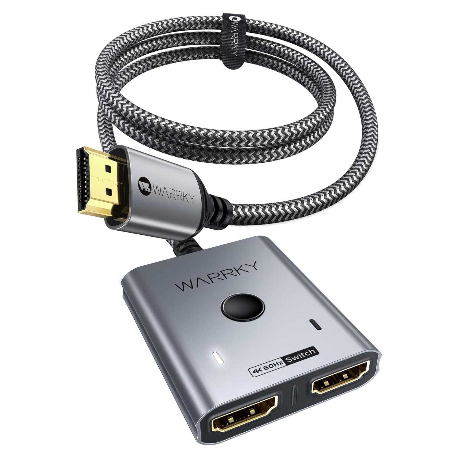 Interruptor HDMI 2 en 1 WARRKY 4K 60Hz con Cable 1m