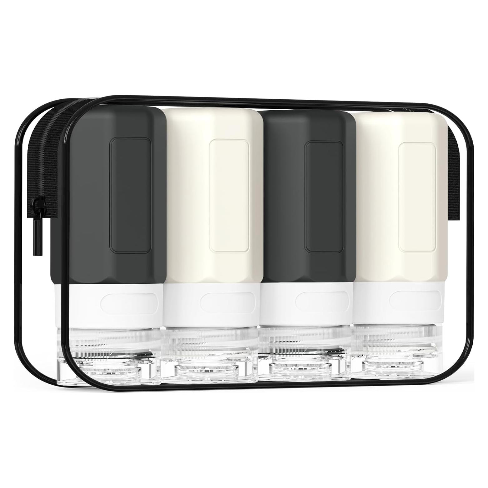 Botellas de Viaje Silicona Ruinovate 59 ml 4 Piezas Negro