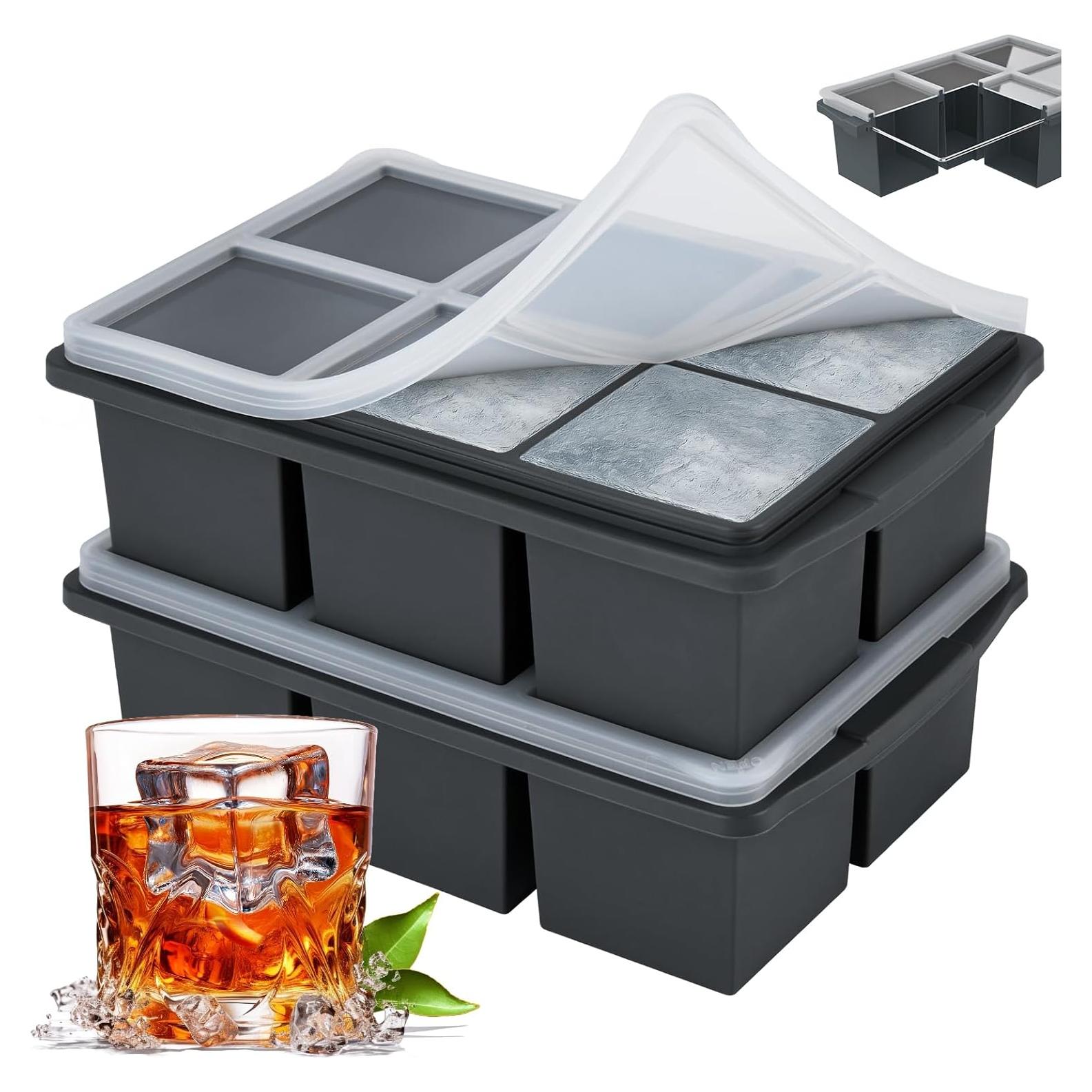 Bandeja de Hielo Grande Xomoo 12 Cubos 5cm Silicona Gris