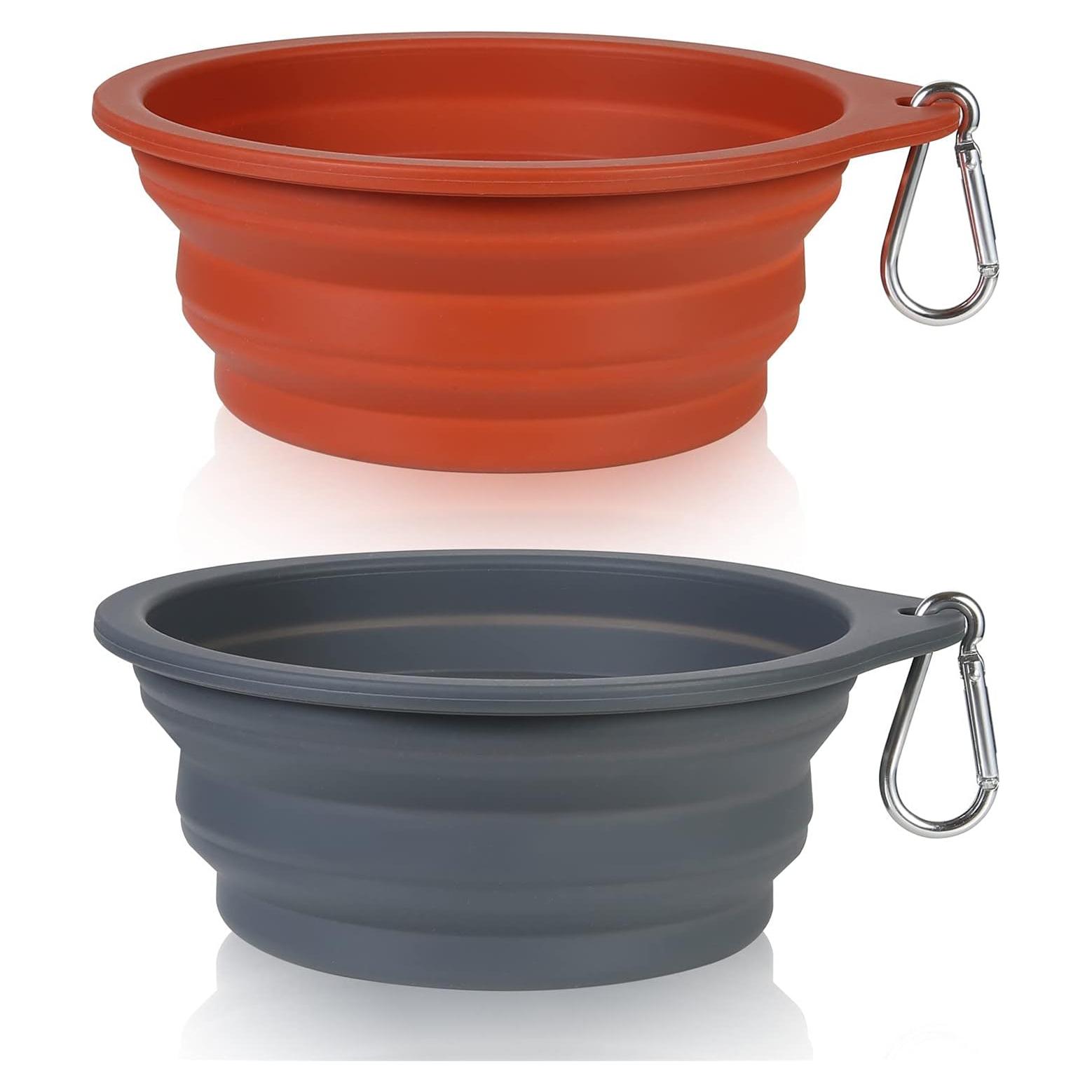 Cuencos Plegables para Perros SLSON 600ml Marrón y Gris