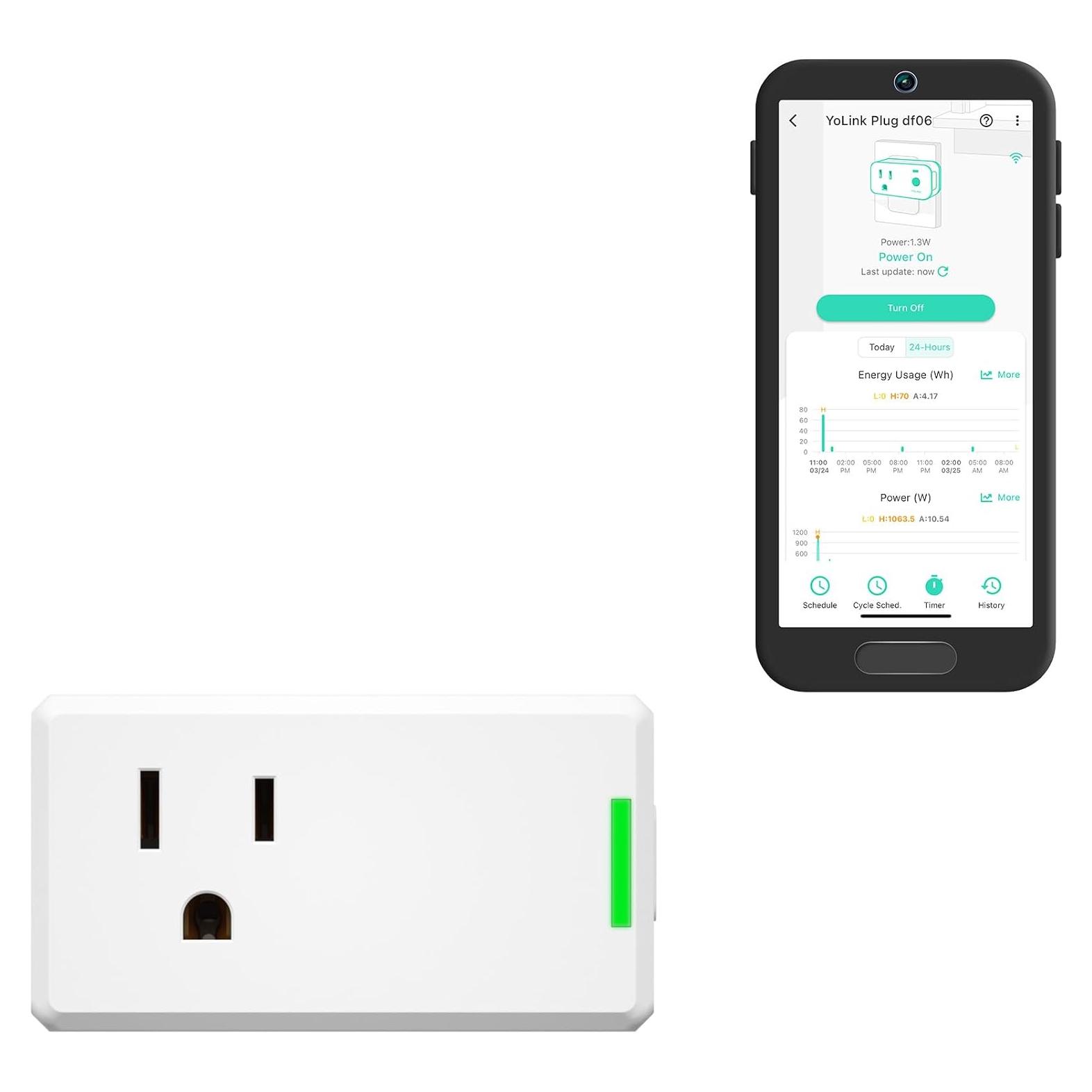 Enchufe Inteligente YoLink 15A con Monitoreo de Energía