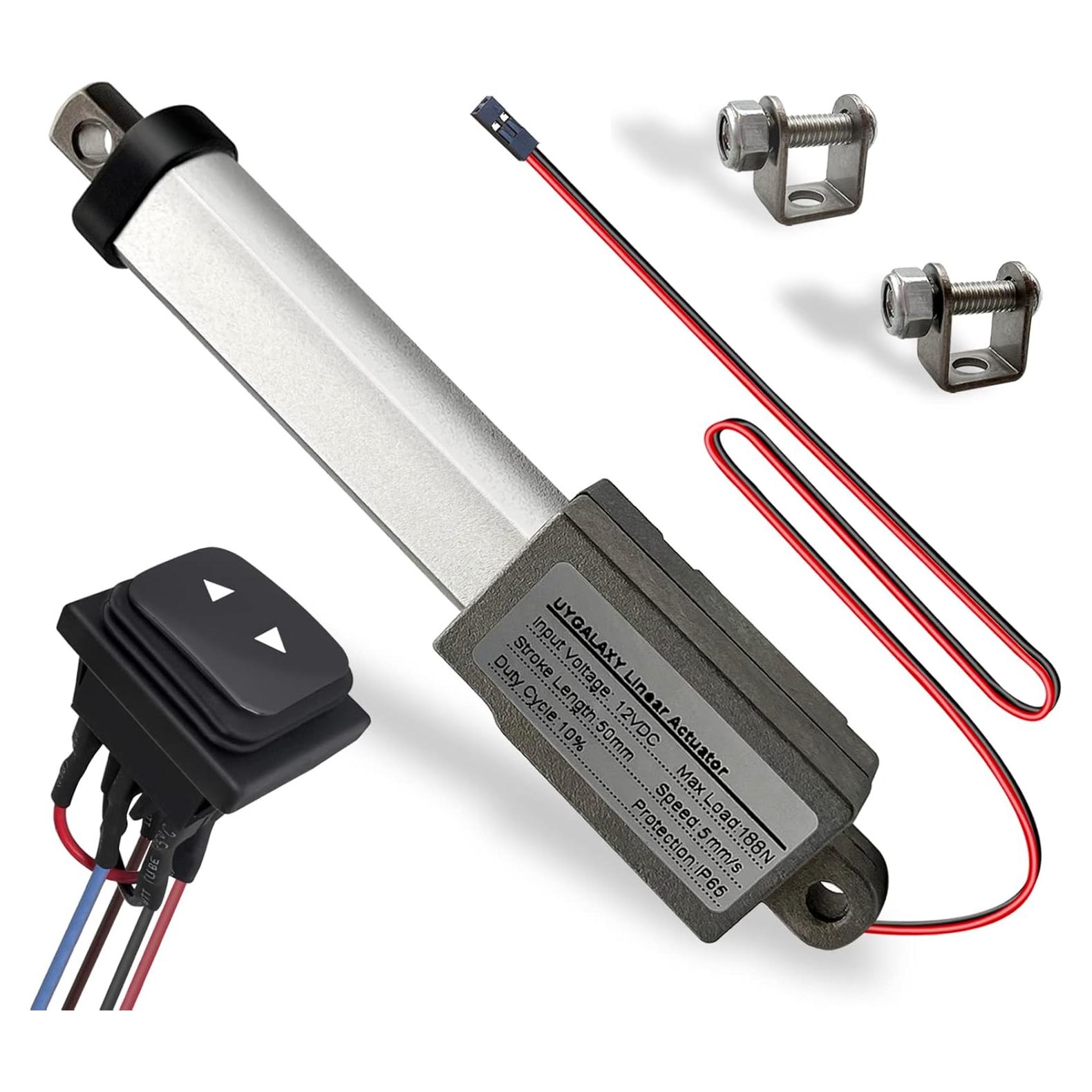 Actuador Lineal Micro UYGALAXY 12V 50mm 188N con Interruptor