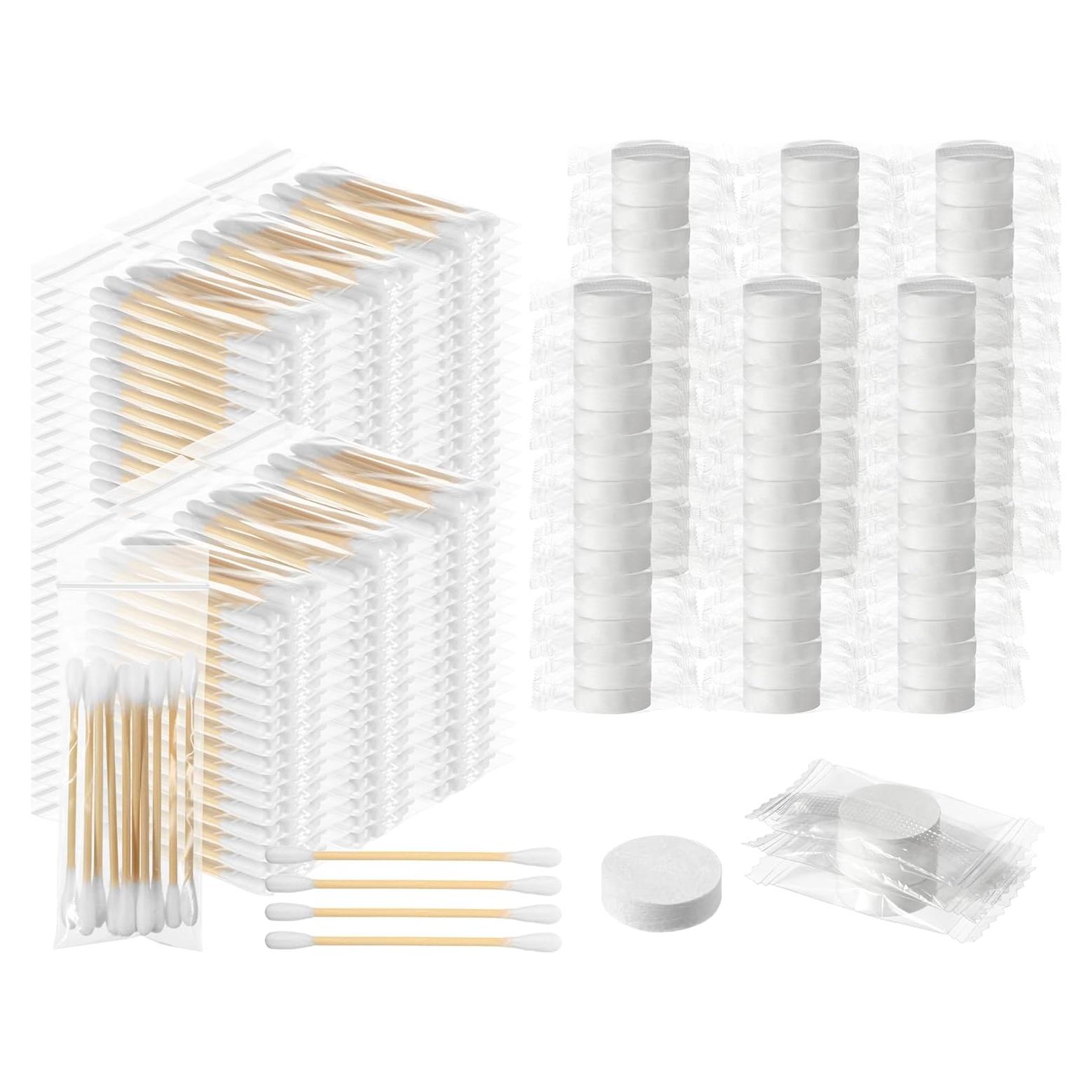 500 Hisopos de Algodón y 100 Toallas Comprimidas Viaje