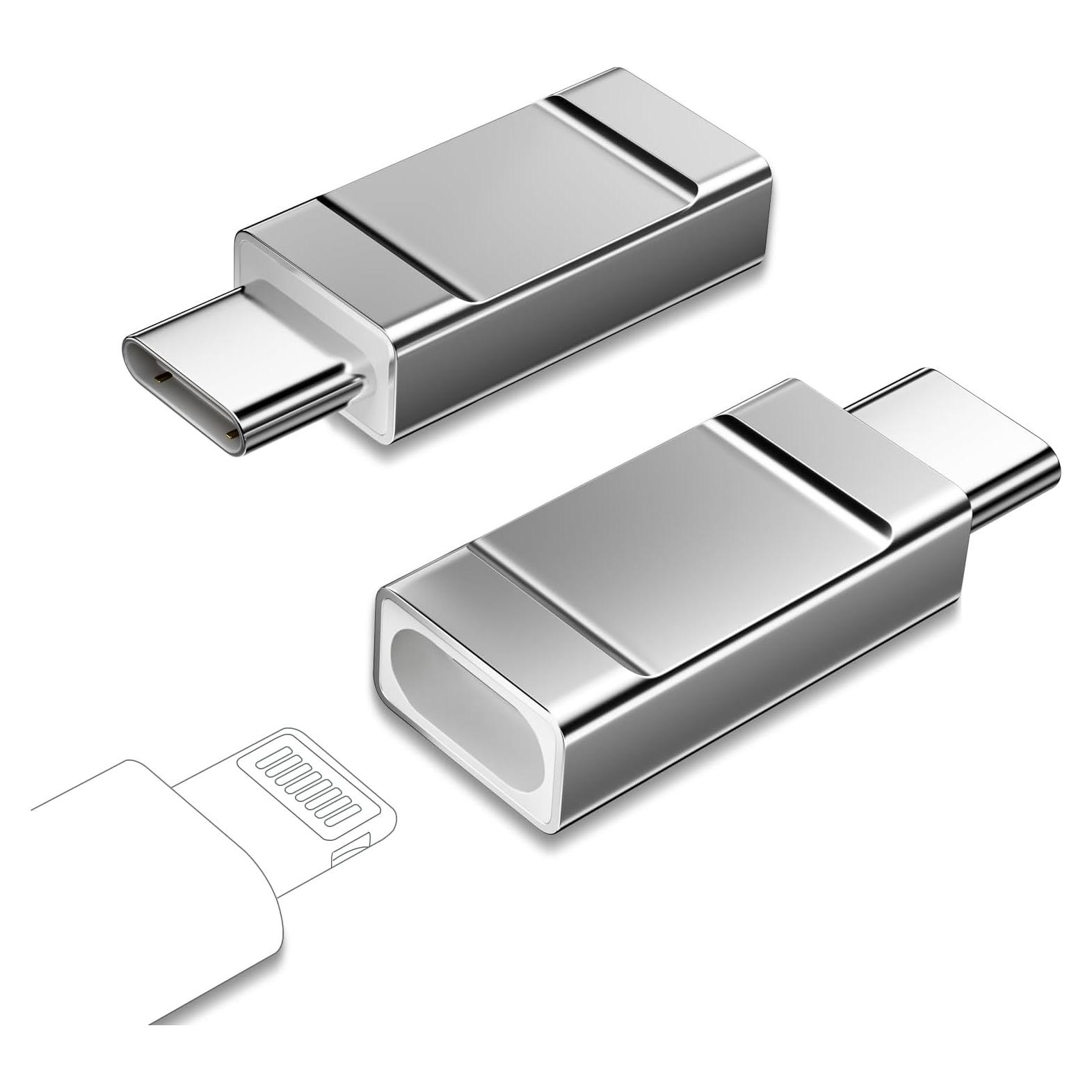 Adaptador Lightning a USB C Aioneus 2 Piezas Plata