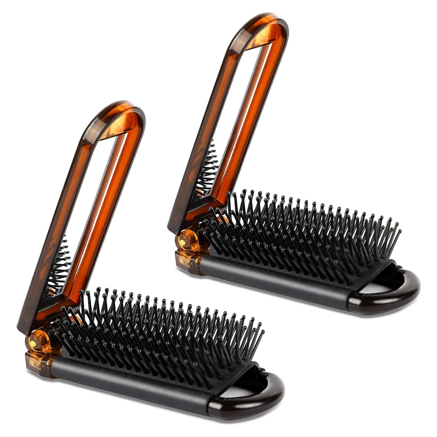 Set de 2 Cepillos de Cabello Plegables con Espejo MOZEAT Ámbar