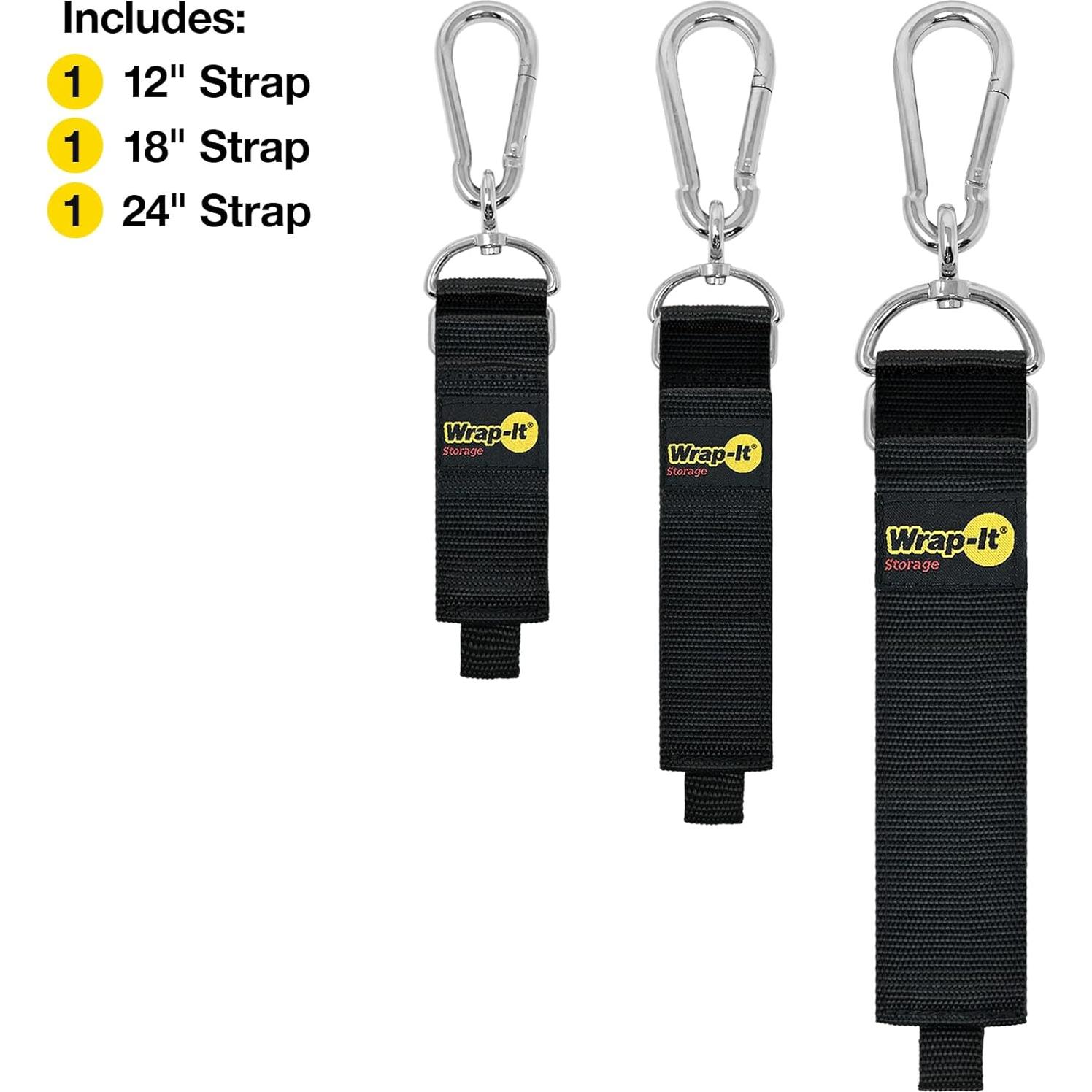 Ganchos y Cintas de Almacenamiento Wrap-It - Paquete de 3 Negro