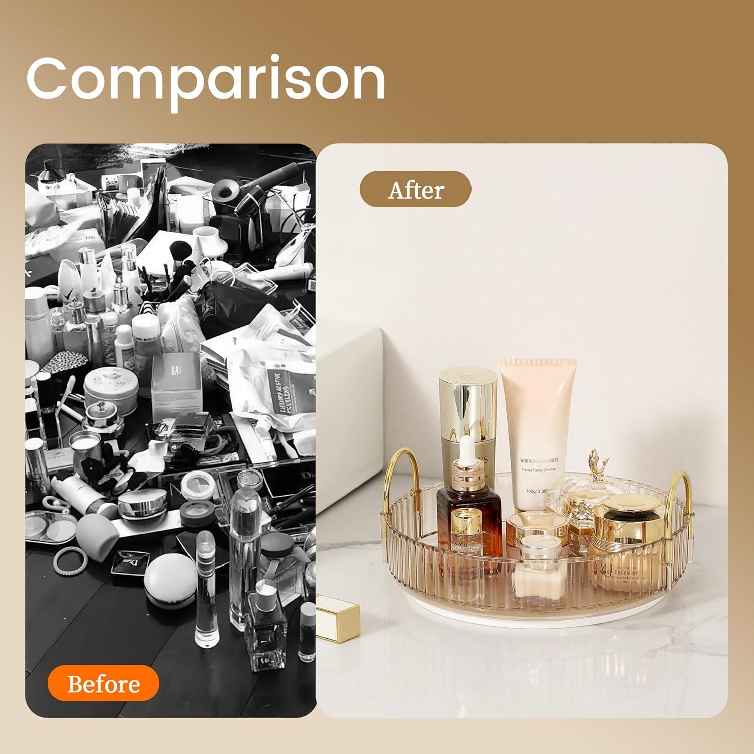 Organizador de Maquillaje Rotatorio 360 Aveniee Dorado 1 Nivel