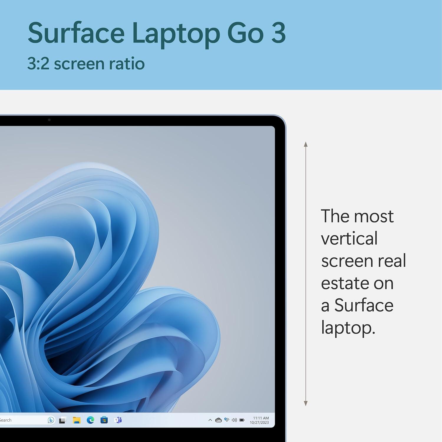 Microsoft Surface Laptop Go 3 - 12.4" Táctil, Intel i5, 8GB RAM, 256GB SSD, Azul Hielo