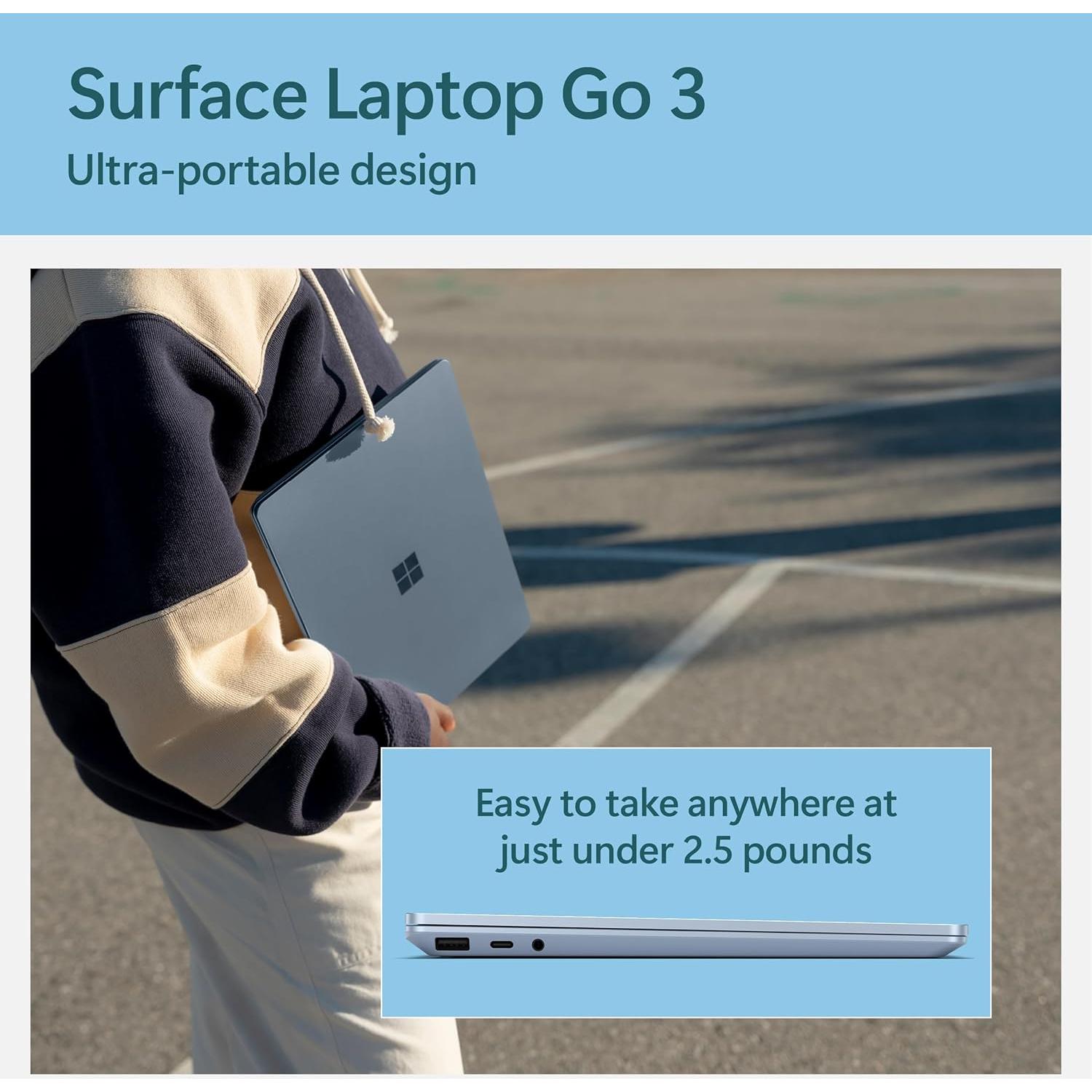 Microsoft Surface Laptop Go 3 - 12.4" Táctil, Intel i5, 8GB RAM, 256GB SSD, Azul Hielo