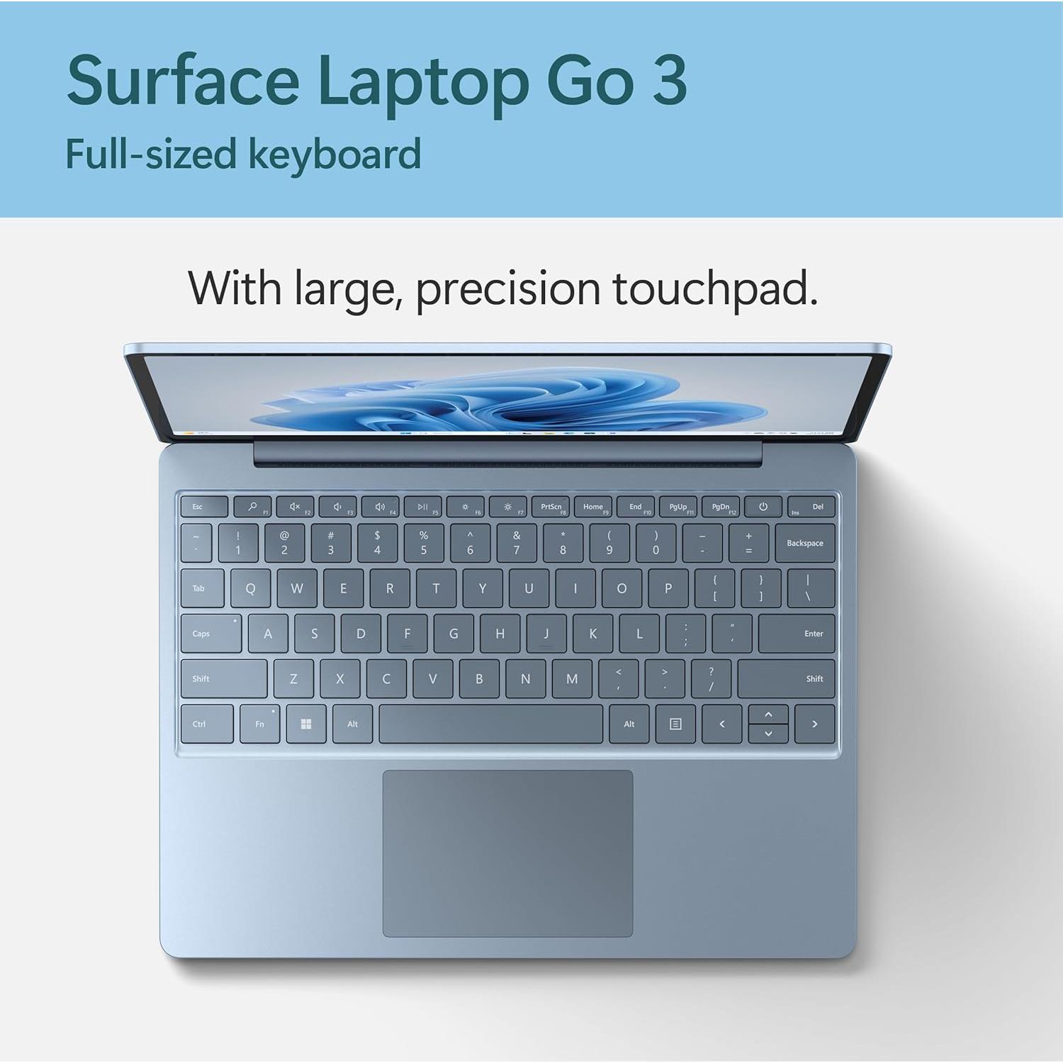Microsoft Surface Laptop Go 3 - 12.4" Táctil, Intel i5, 8GB RAM, 256GB SSD, Azul Hielo