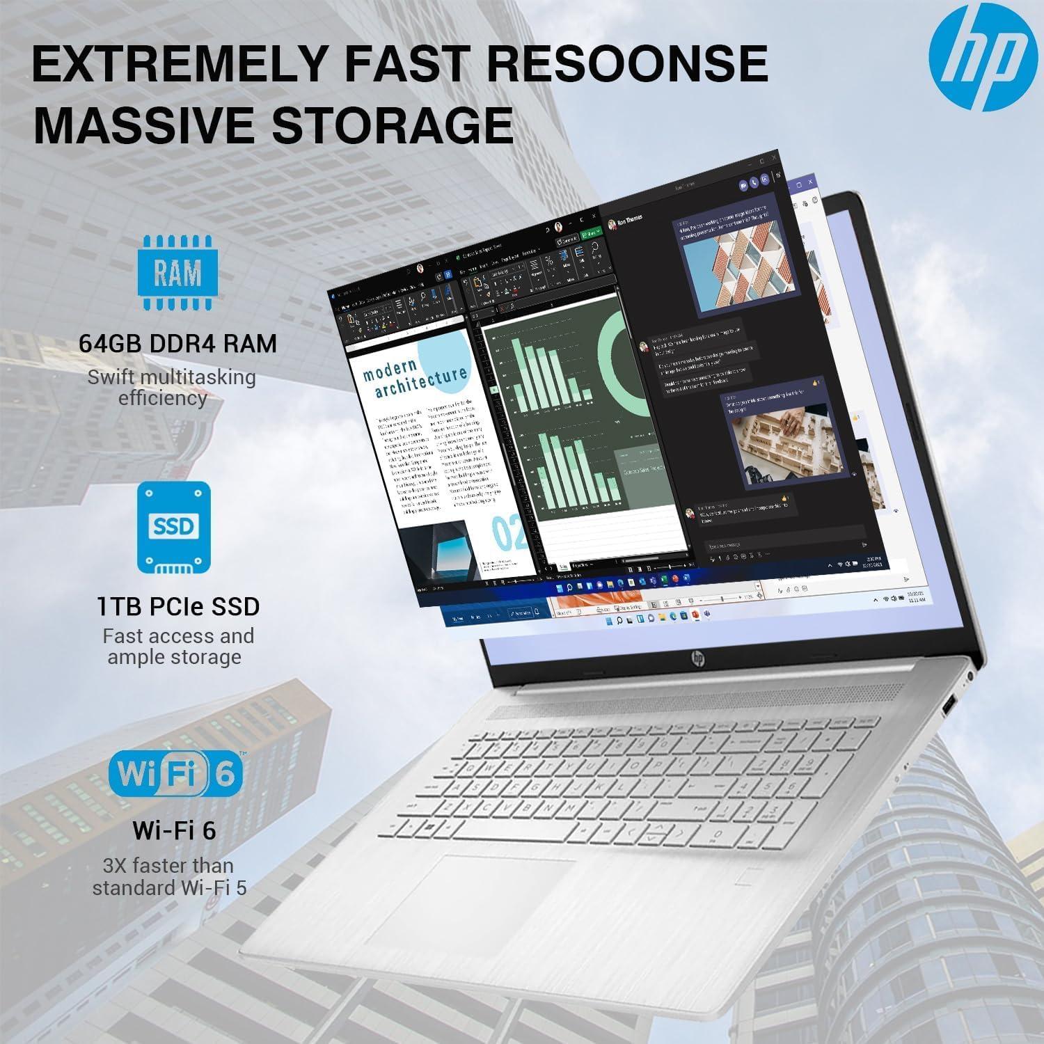 HP 17 Computadora Portátil i7 64GB RAM 1TB SSD Pantalla Táctil