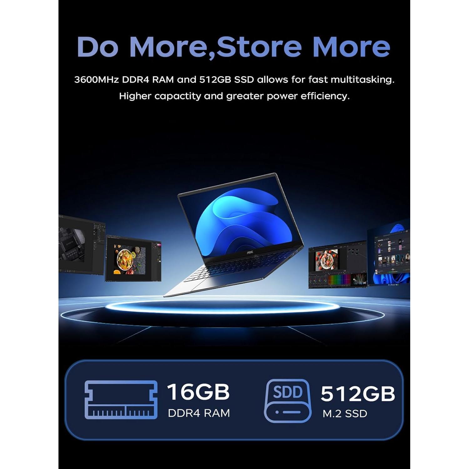 Laptop AOC TX15 15.6" FHD Intel N150 16GB RAM 512GB SSD