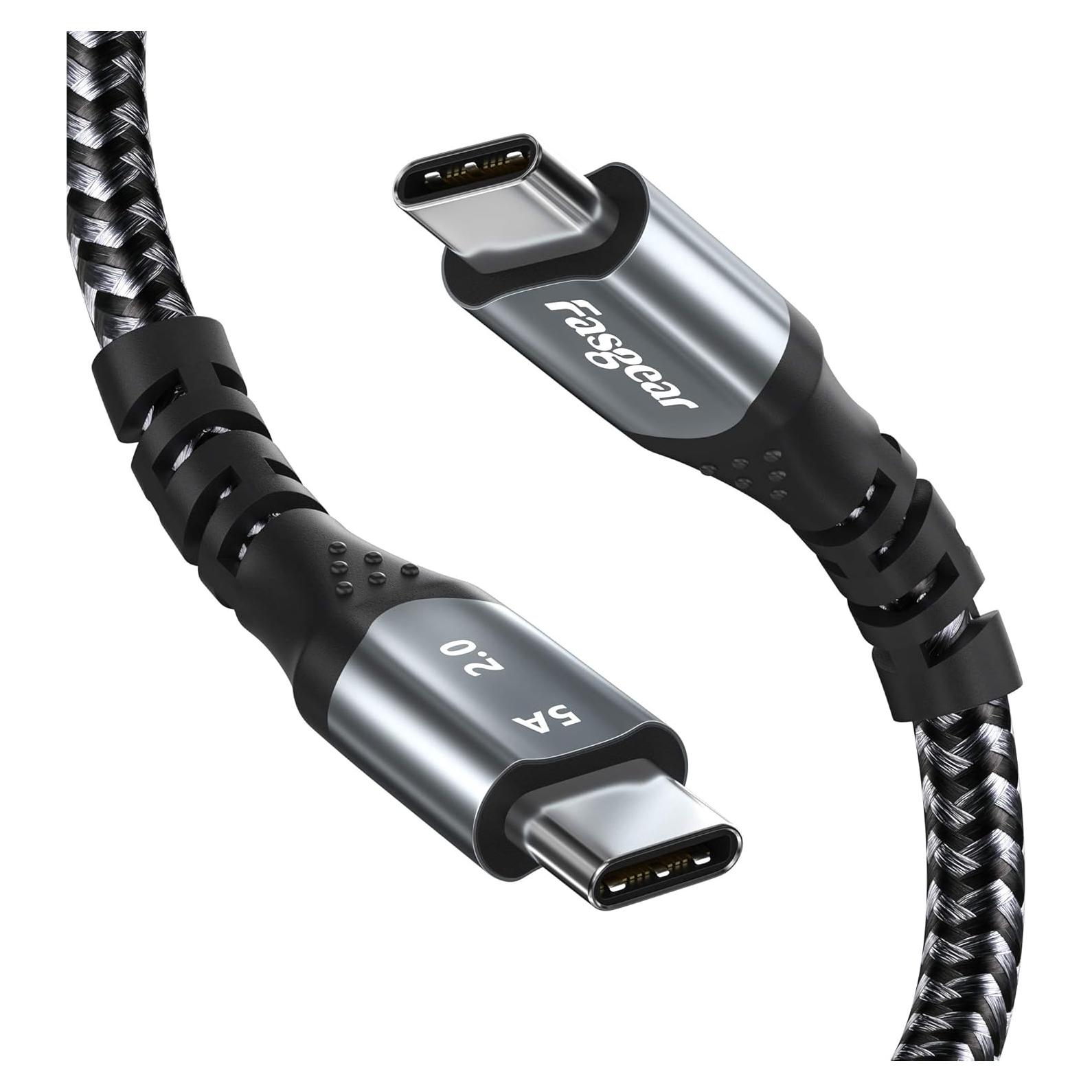 Cable USB C Fasgear 1m 100W Carga Rápida 5A PD Negro