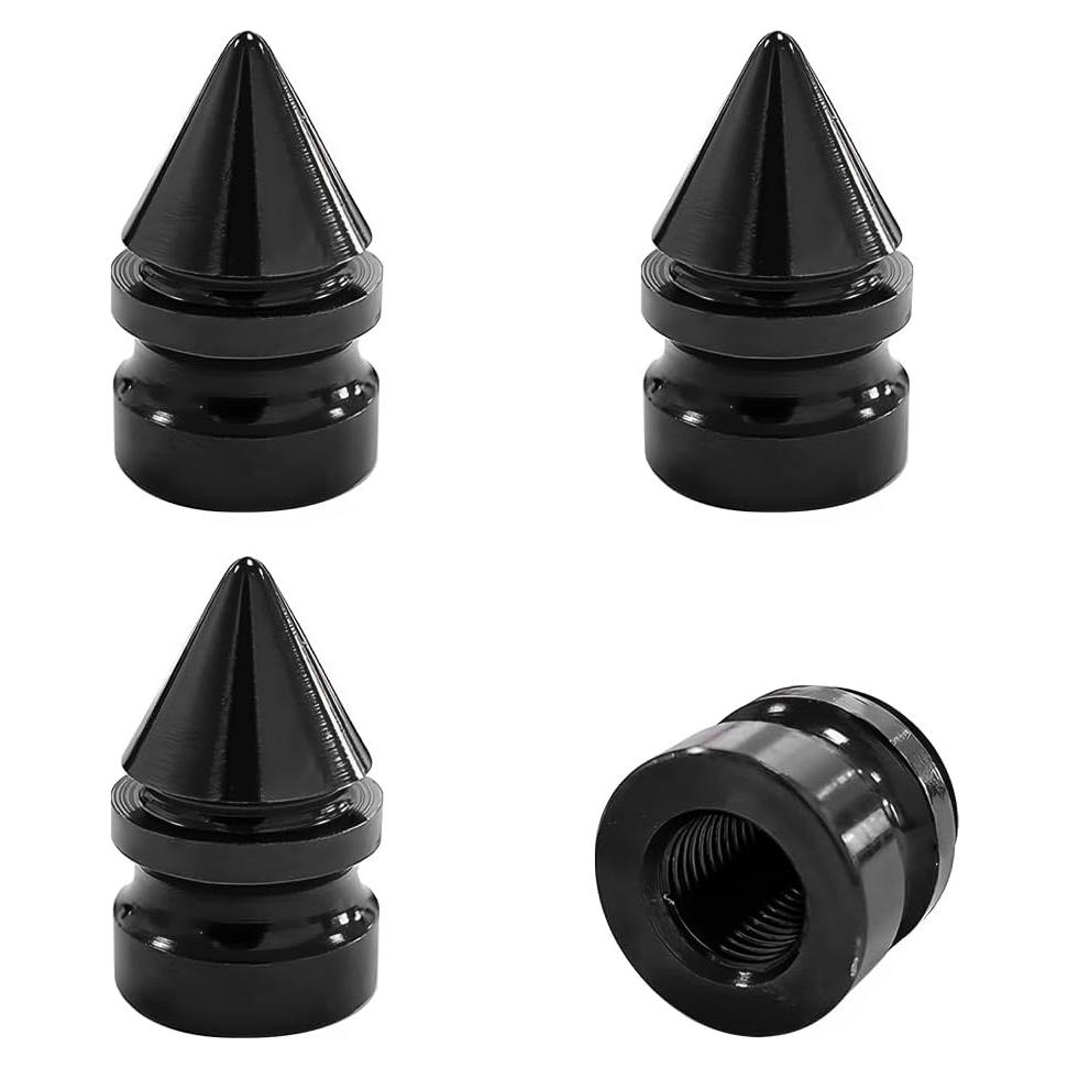 4 Tapones de Válvula de Neumático Aluminio Povtii Negro