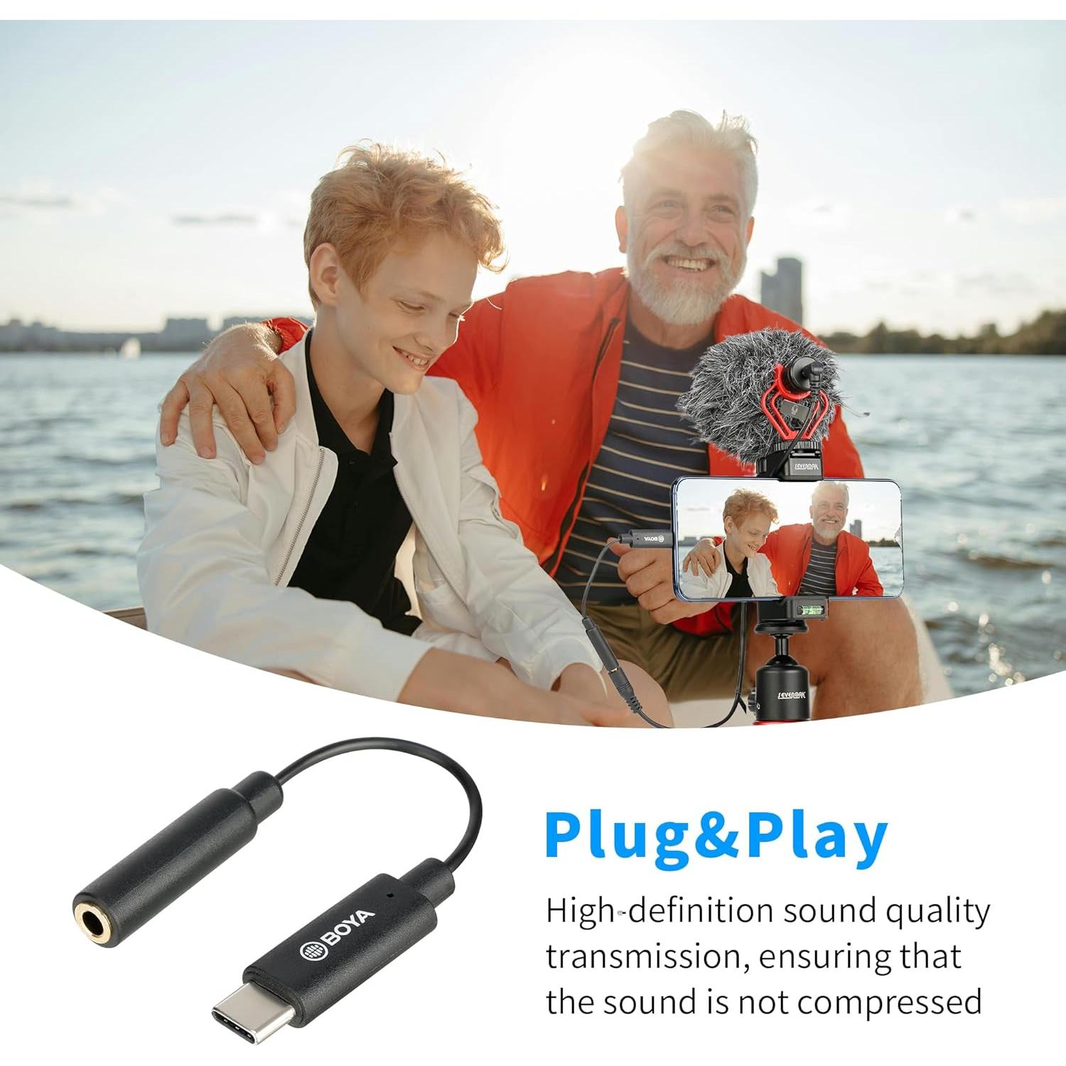 Adaptador USB-C a 3.5mm BOYA BY-K4 Bañado en Oro