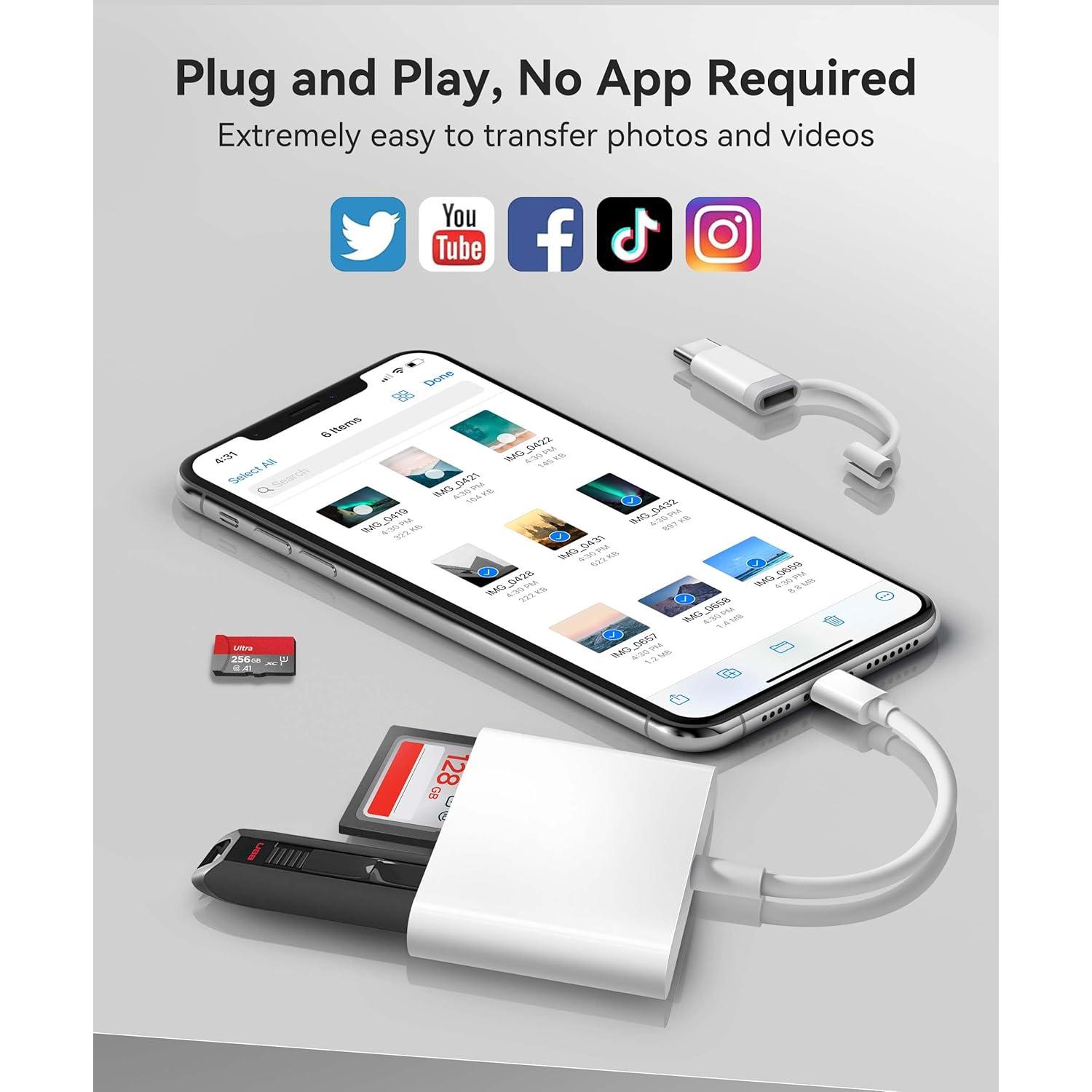 Lector de Tarjetas SD AkHolz para iPhone y iPad USB-C