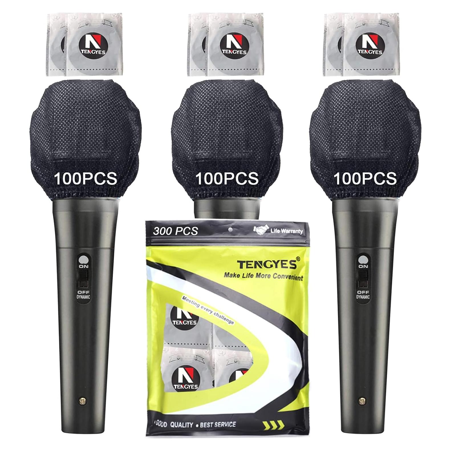 300 Cubiertas Desechables para Micrófono TENGYES Negro