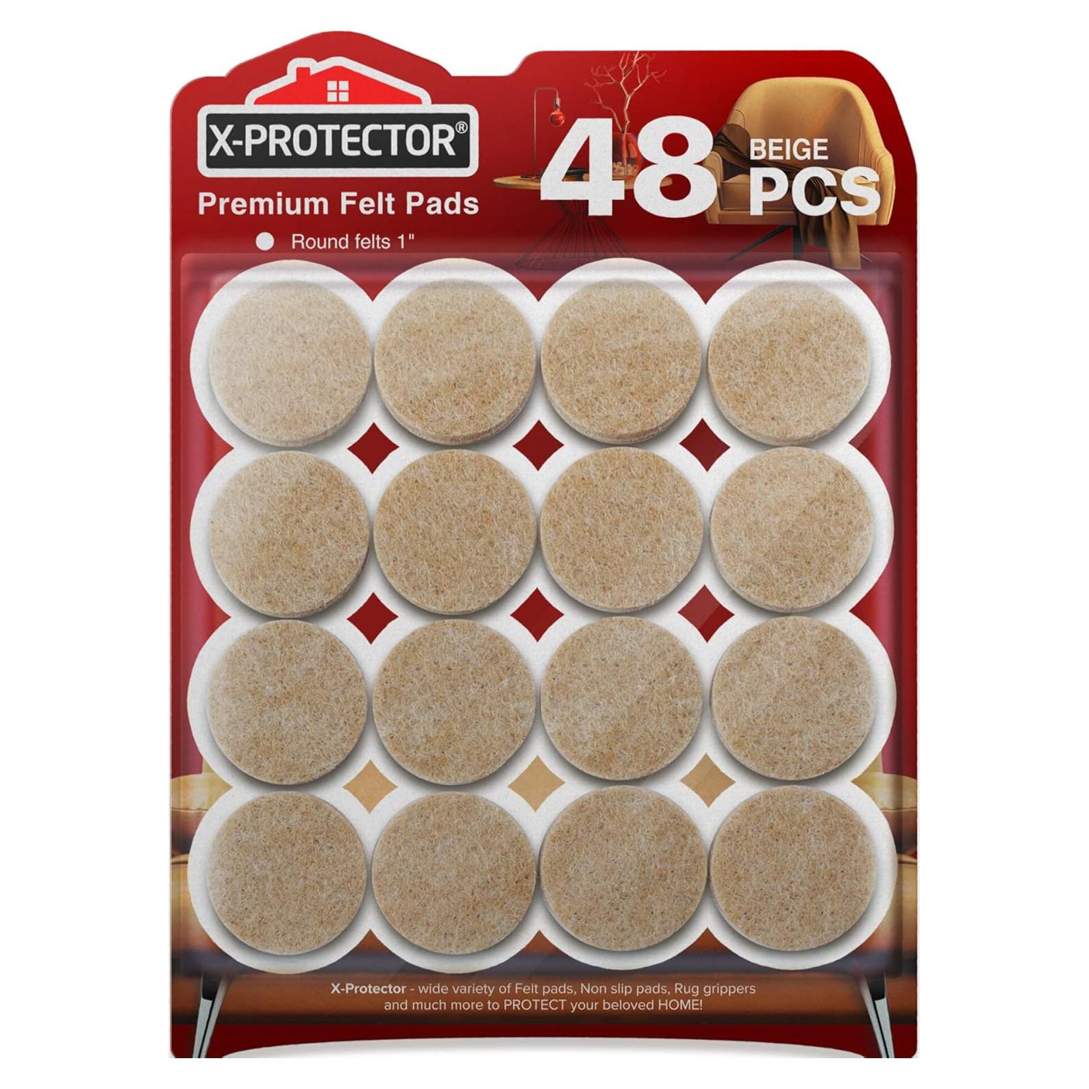 Almohadillas de Fieltro X-PROTECTOR 48 Piezas 2.54 cm Beige