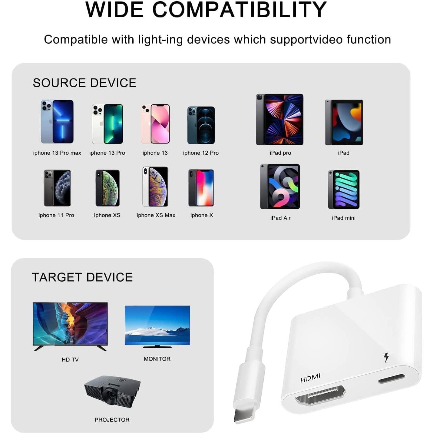 Adaptador Digital AV HDMI Kinhaly 1080P para iPhone y iPad