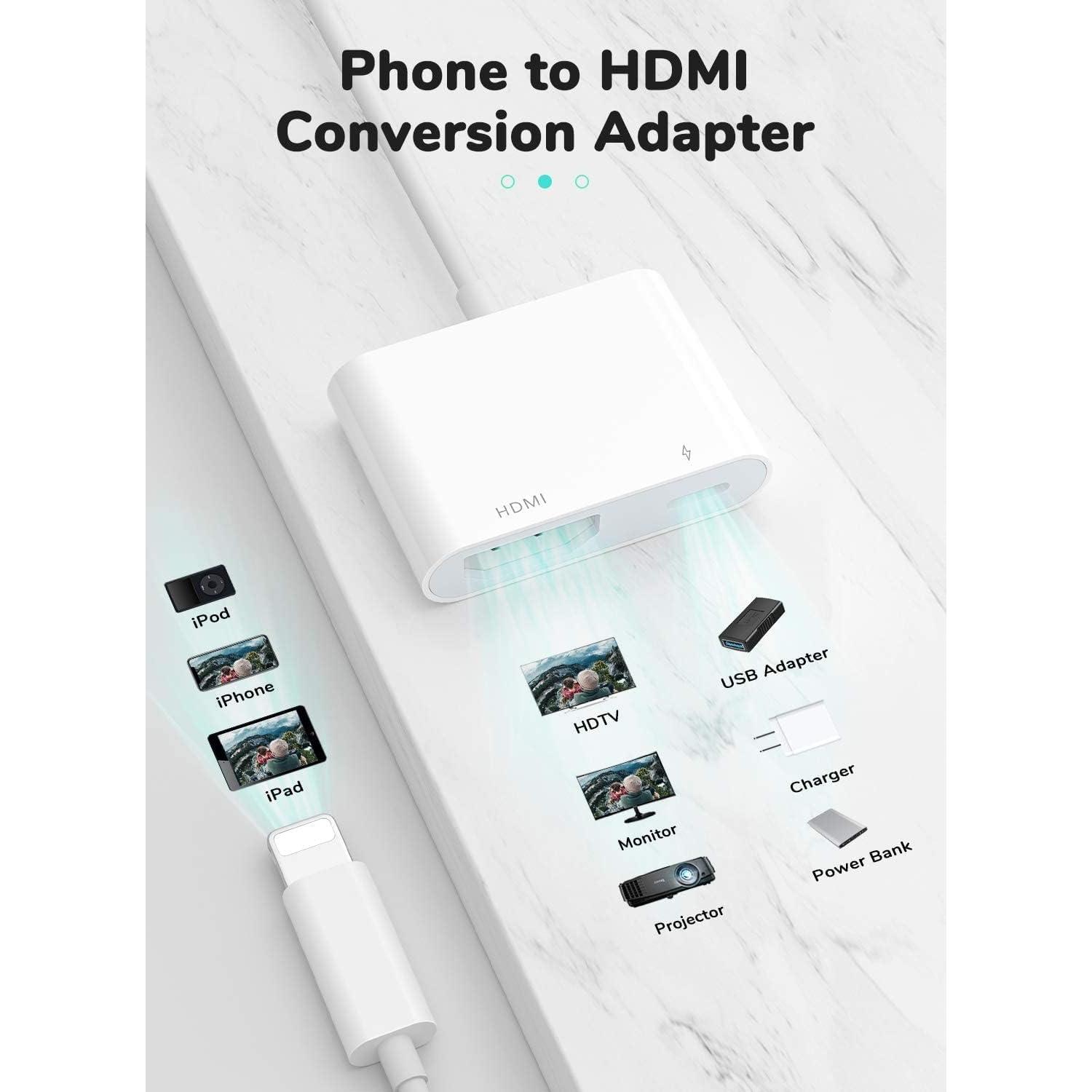 Adaptador Digital AV HDMI Kinhaly 1080P para iPhone y iPad