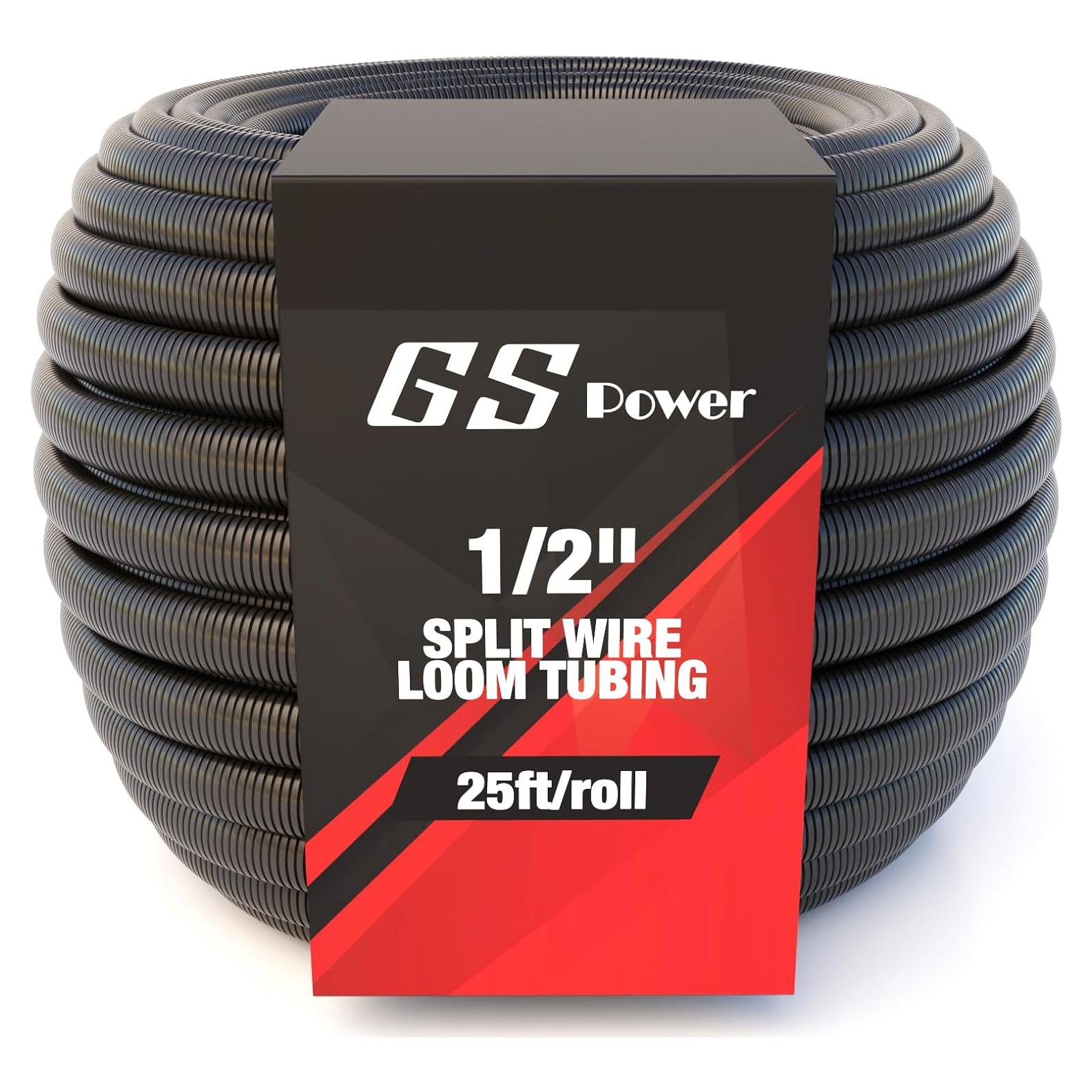 Tubo de Loom de Cable Dividido GS Power 1/2" x 7.62m Negro