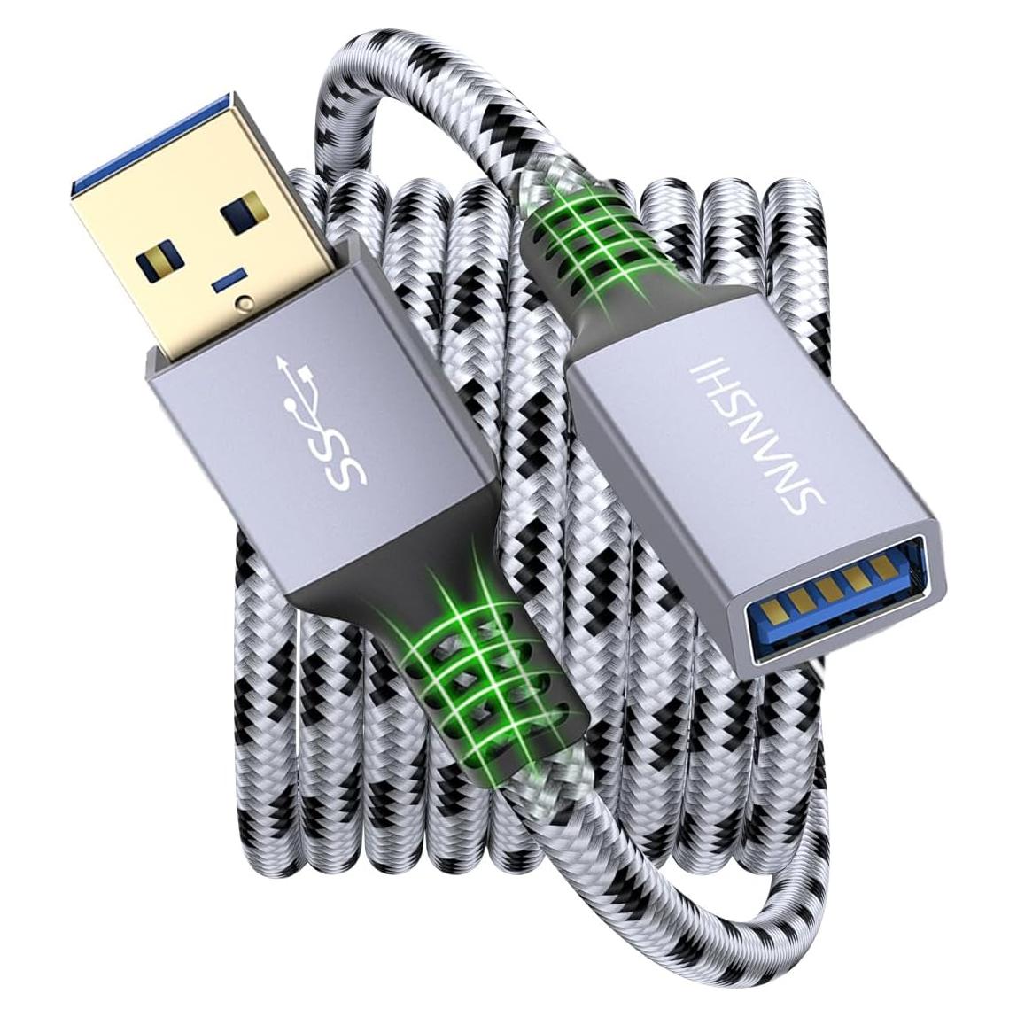 Cable de Extensión USB 3.0 1m SNANSHI Macho a Hembra 5Gbps