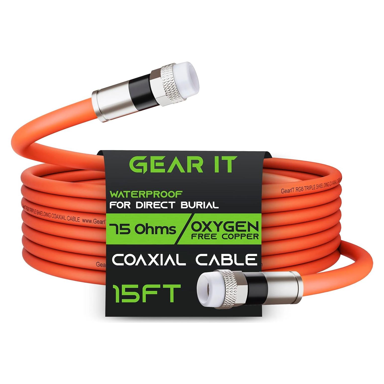 Cable Coaxial GEARit RG6 4.57m para Entierro Directo