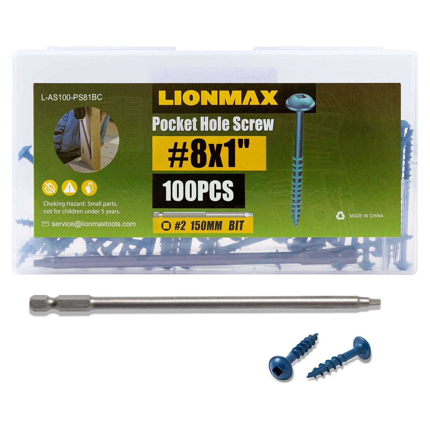 Tornillos para Agujeros de Bolsillo LIONMAX #8 x 25 mm - 100 PCS
