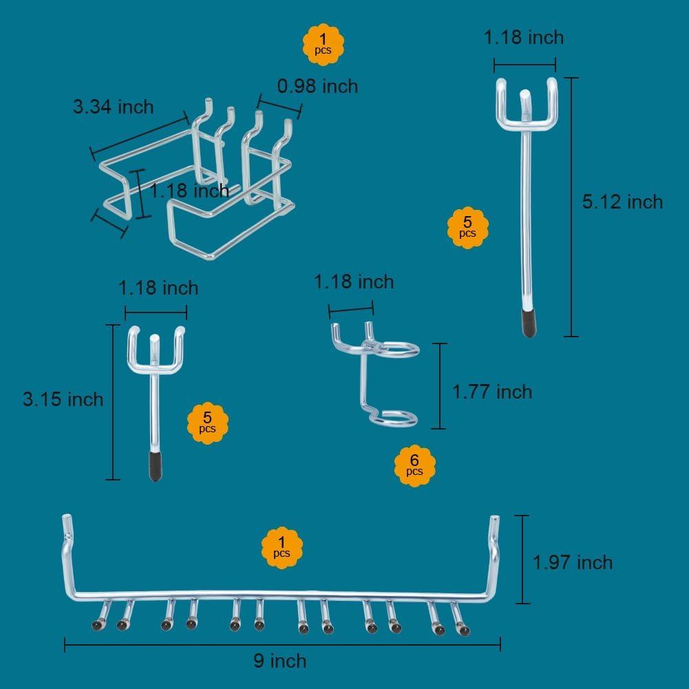 Kit de Accesorios para Tablero de Clavos Daanxw 1/4" Extra Grueso