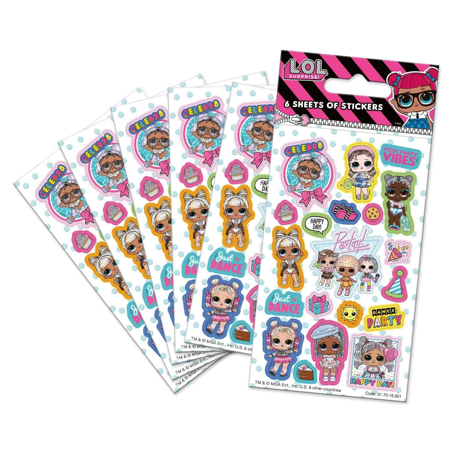 Stickers L.O.L. Sorpresa Paper Projects - 6 Hojas Brillantes