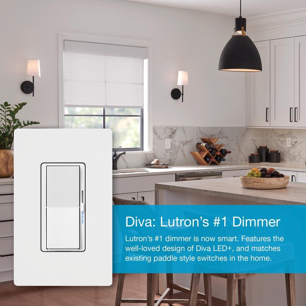 Interruptor Regulador Inteligente Lutron Diva Caséta Negro