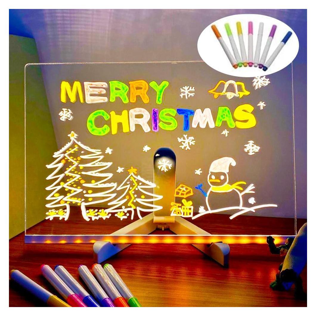 Tablero de Notas LED Nkmgbuj 20.1x20.1cm Acrílico Borrado Seco