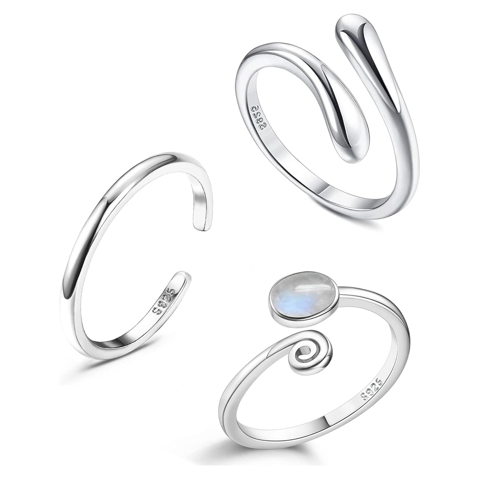 Anillos de Dedo del Pie Jstyle 925 Plata de Ley Ajustables