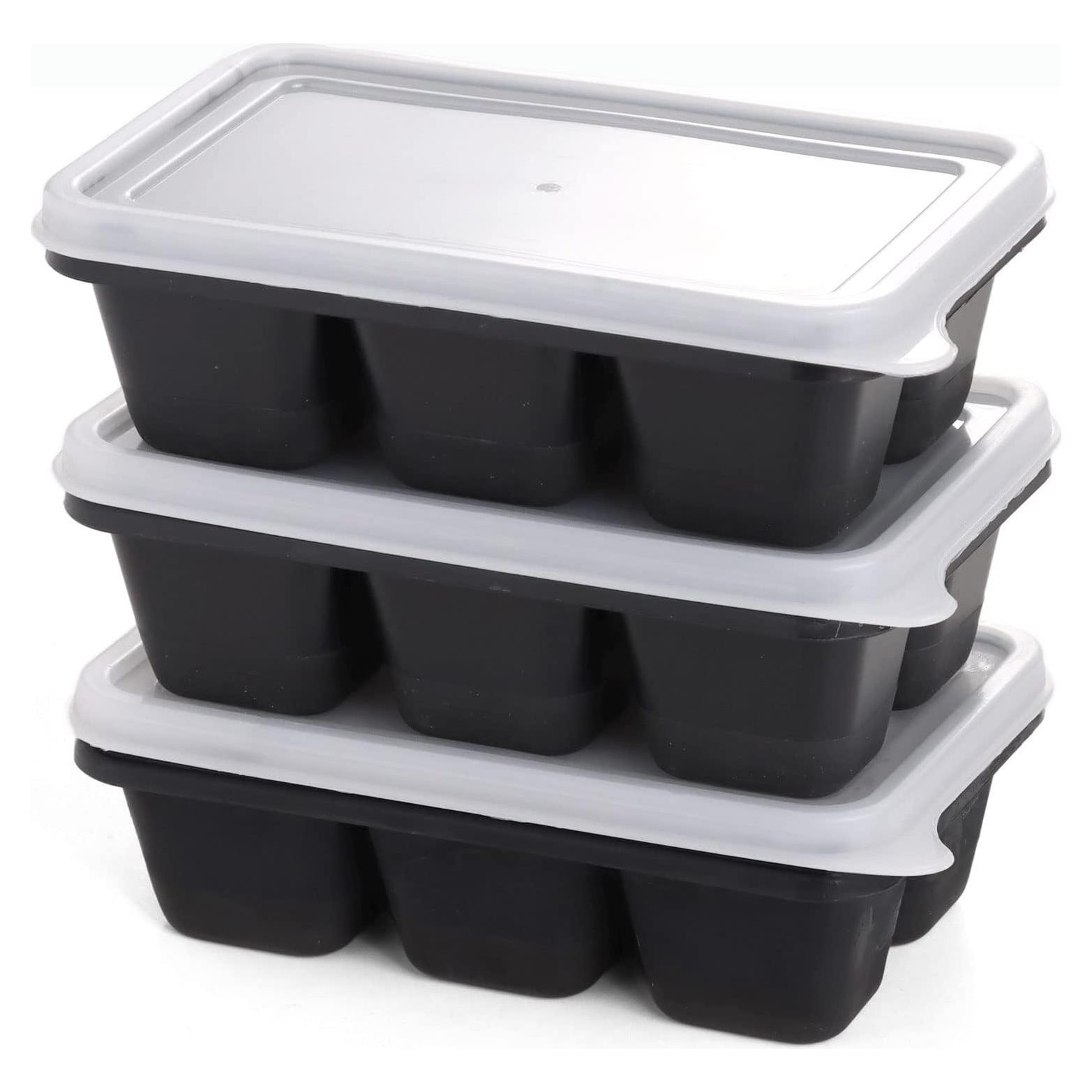 Bandejas de Hielo KIYOKI 3 Piezas Silicona Apilables Negro