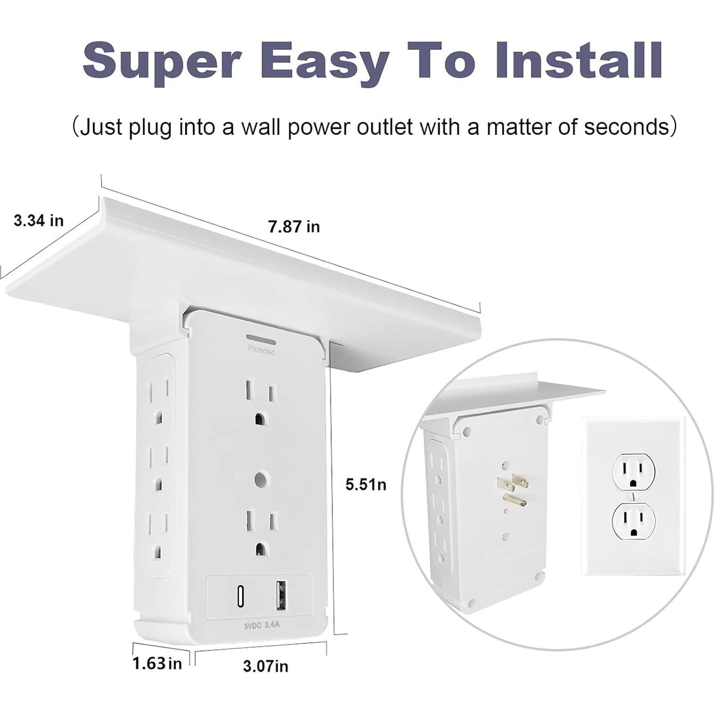 Extensor de Enchufe BOLTGY 8 Tomas con USB-A y USB-C Blanco