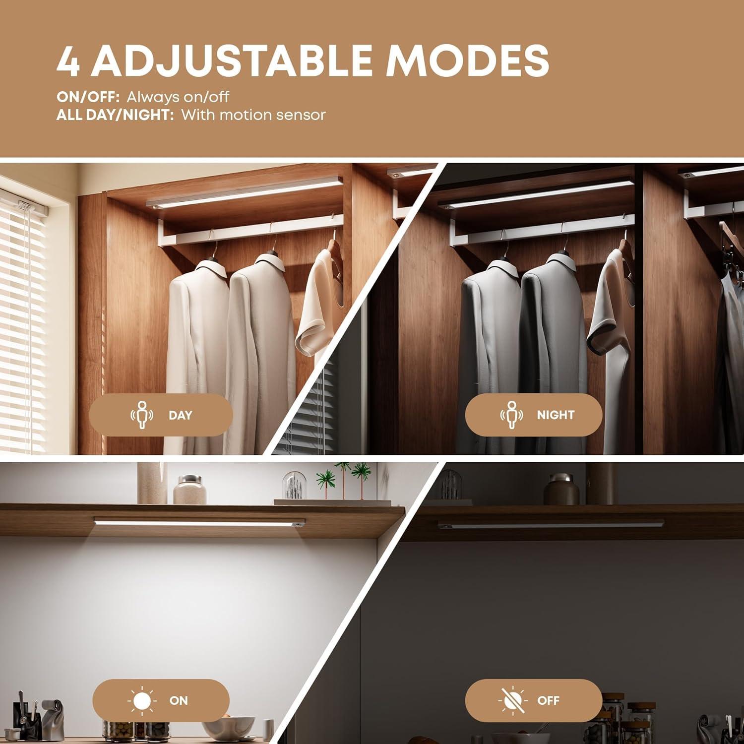 Luces LED Bajo Gabinete LROLTEF 21cm Sensor Movimiento 1500mAh