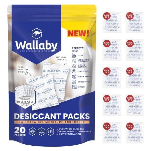Paquetes de Gel de Sílice Deshidratante Wallaby 5g - 20 Unidades