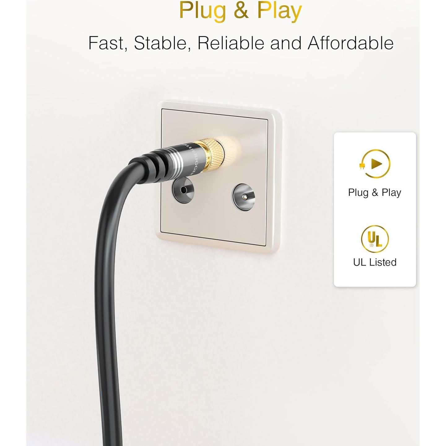 Cable Coaxial Digital BlueRigger RG6 0.91m Triple Blindaje