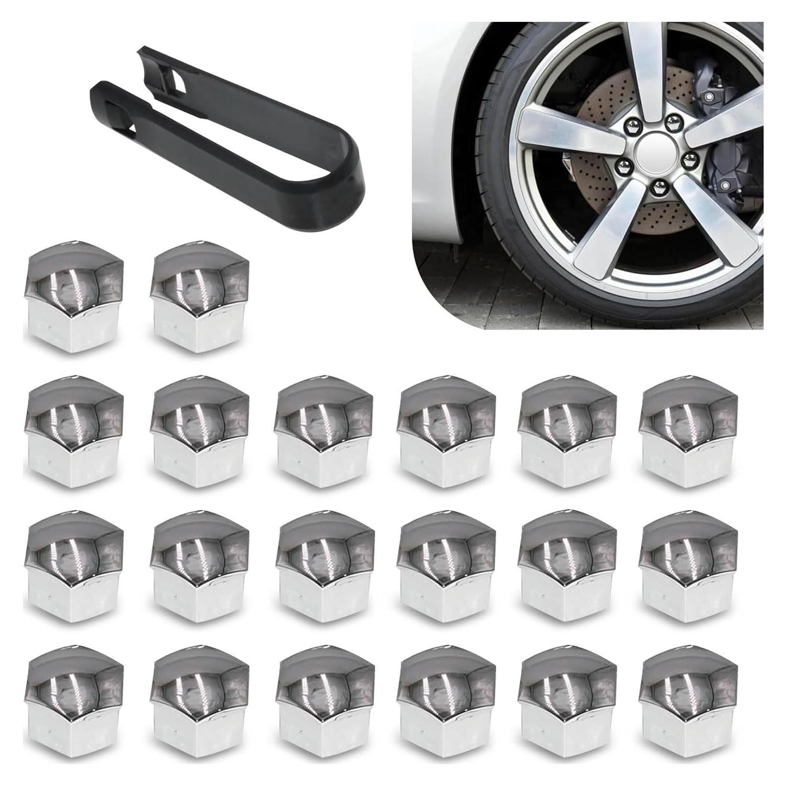 Kit Cubiertas Protectores de Tuerca de Rueda Icykale 21 Piezas Plata
