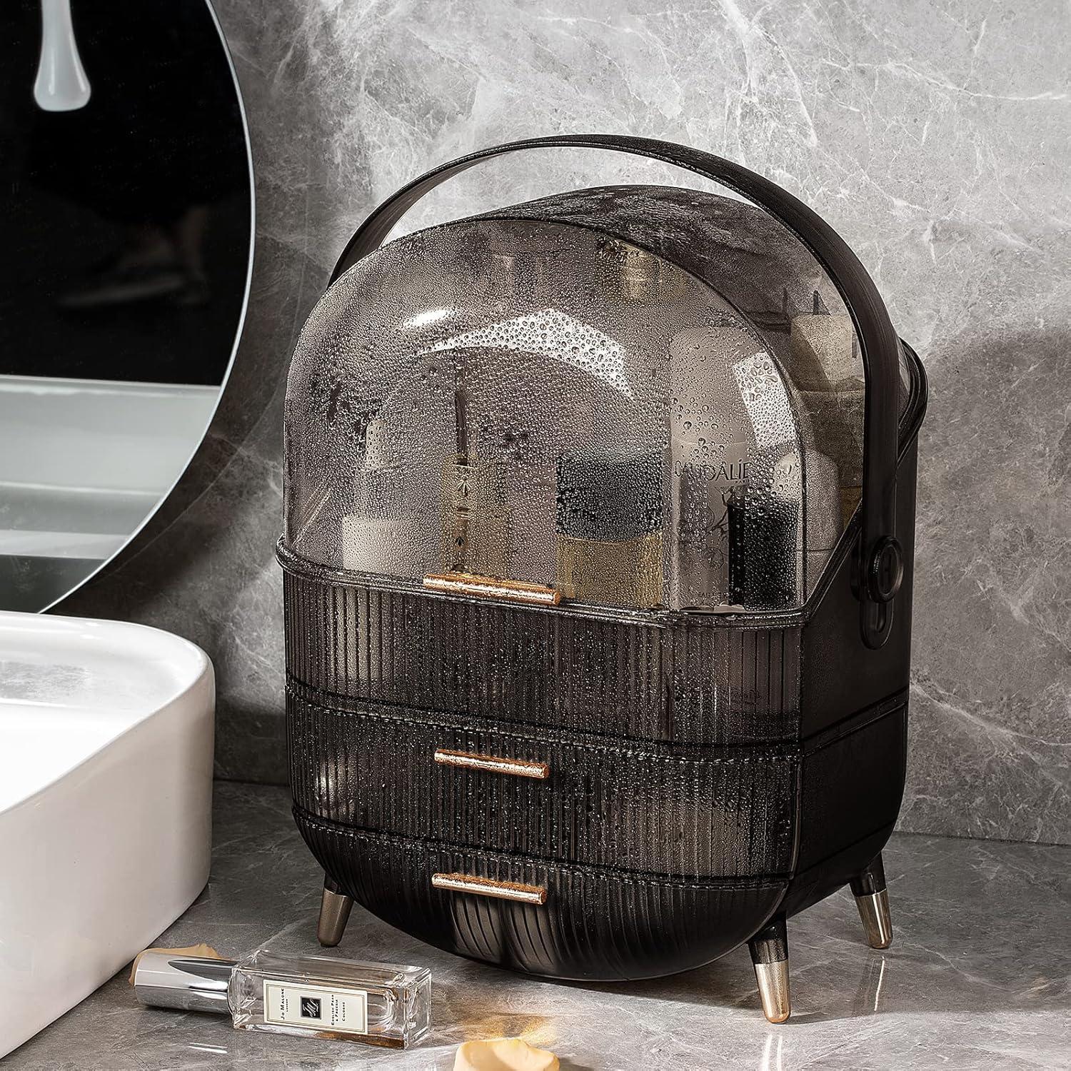 Organizador de Maquillaje CANITORON Gris con 2 Cajones 29x20.6x36.6cm