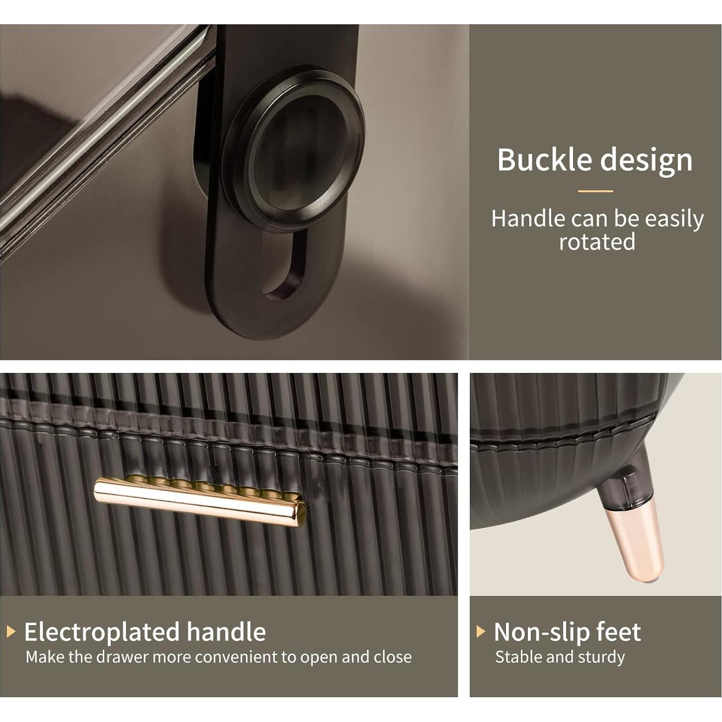 Organizador de Maquillaje CANITORON Gris con 2 Cajones 29x20.6x36.6cm