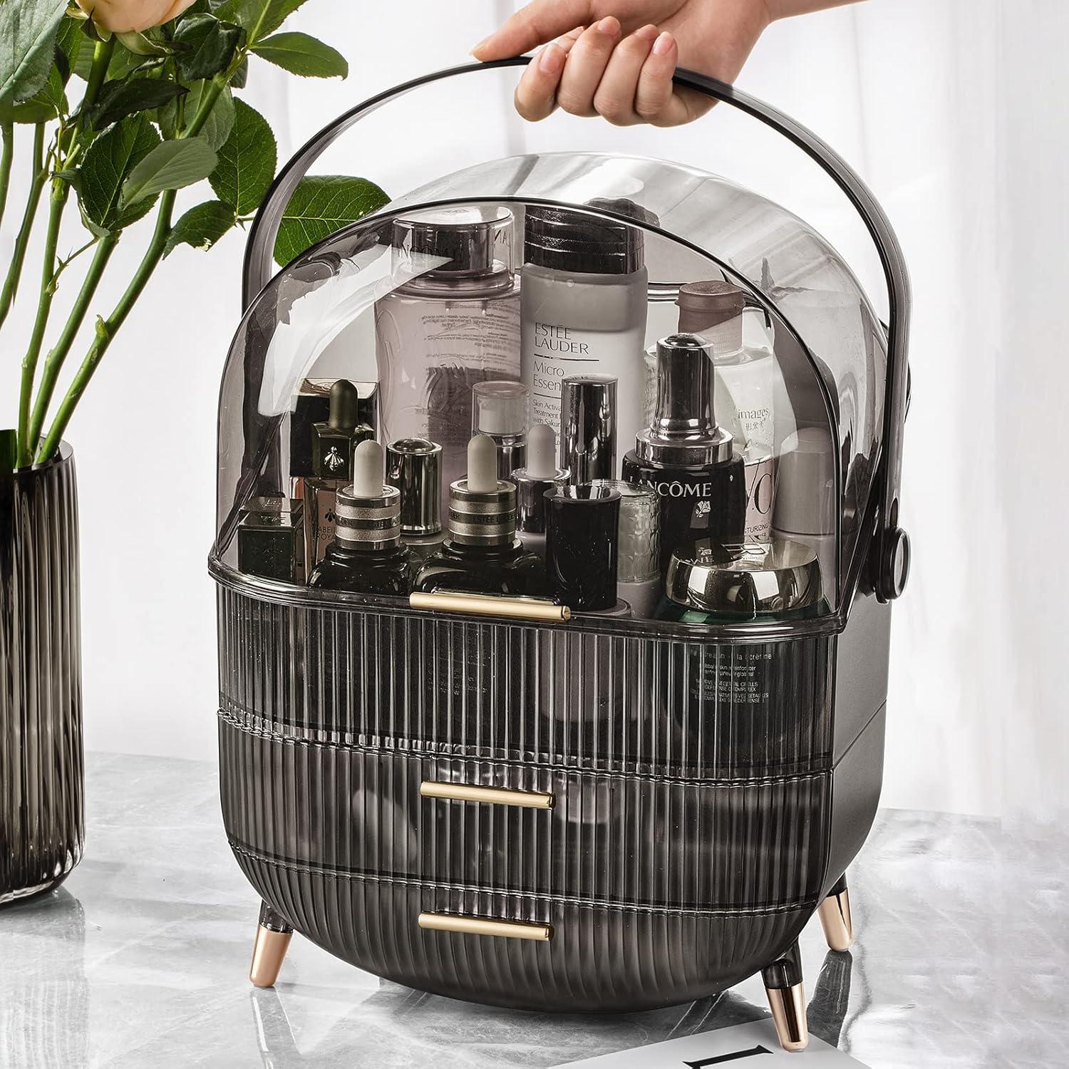 Organizador de Maquillaje CANITORON Gris con 2 Cajones 29x20.6x36.6cm