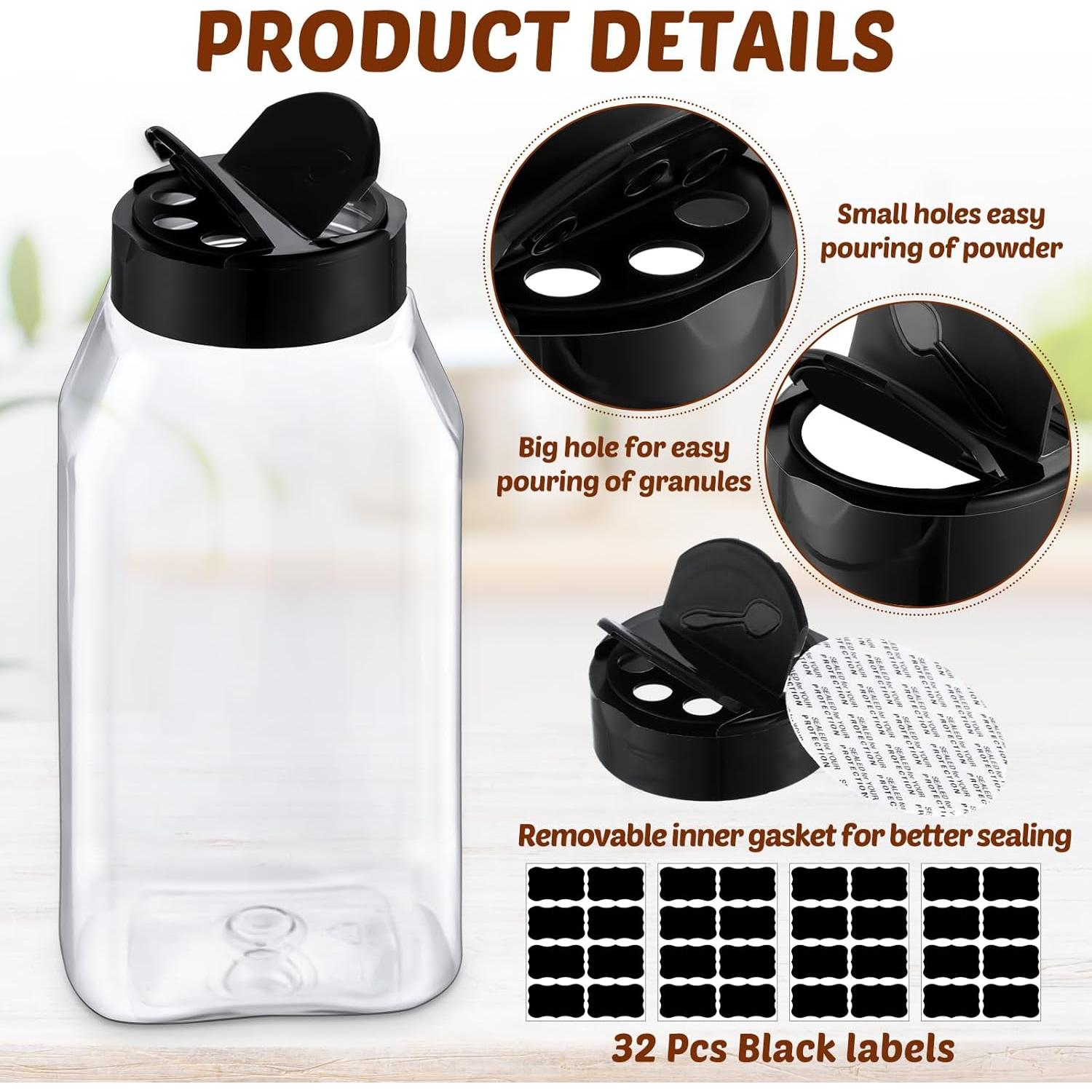 Mifoci 28 Tarros de Especias Plástico 475ml Cuadrados con Etiquetas