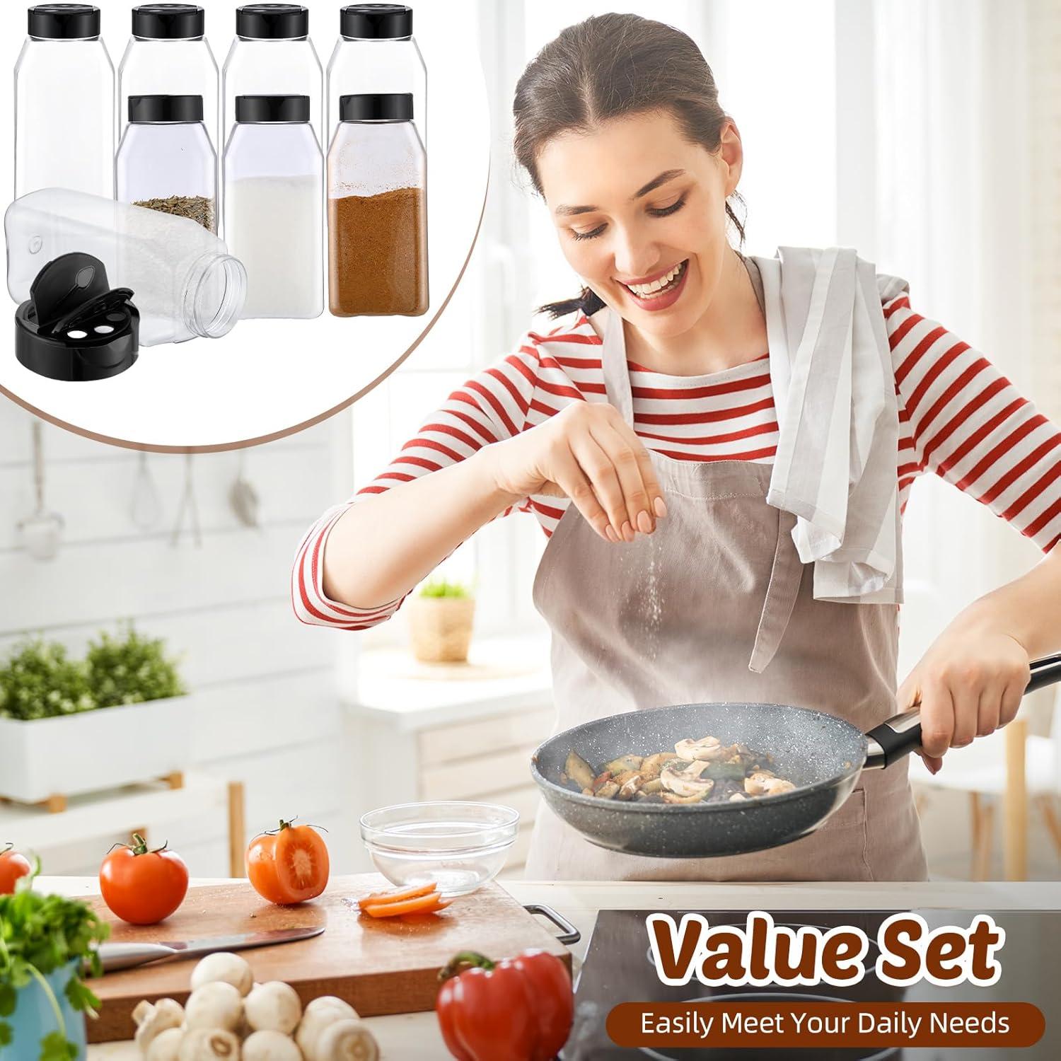 Mifoci 28 Tarros de Especias Plástico 475ml Cuadrados con Etiquetas