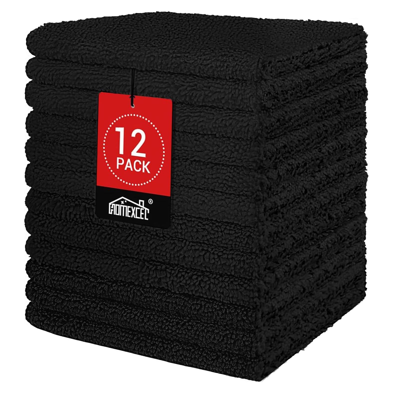 Toallas de Microfibra HOMEXCEL Negras 12 Unidades 30x30 cm