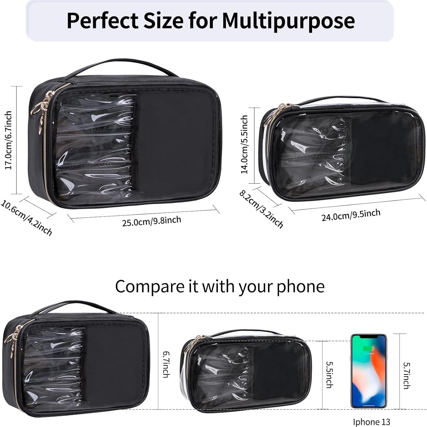 Bolsa de Maquillaje Transparente Partyreal Grande Negra 24.9x17cm