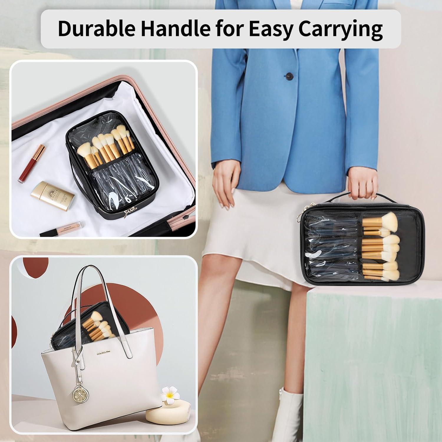 Bolsa de Maquillaje Transparente Partyreal Grande Negra 24.9x17cm