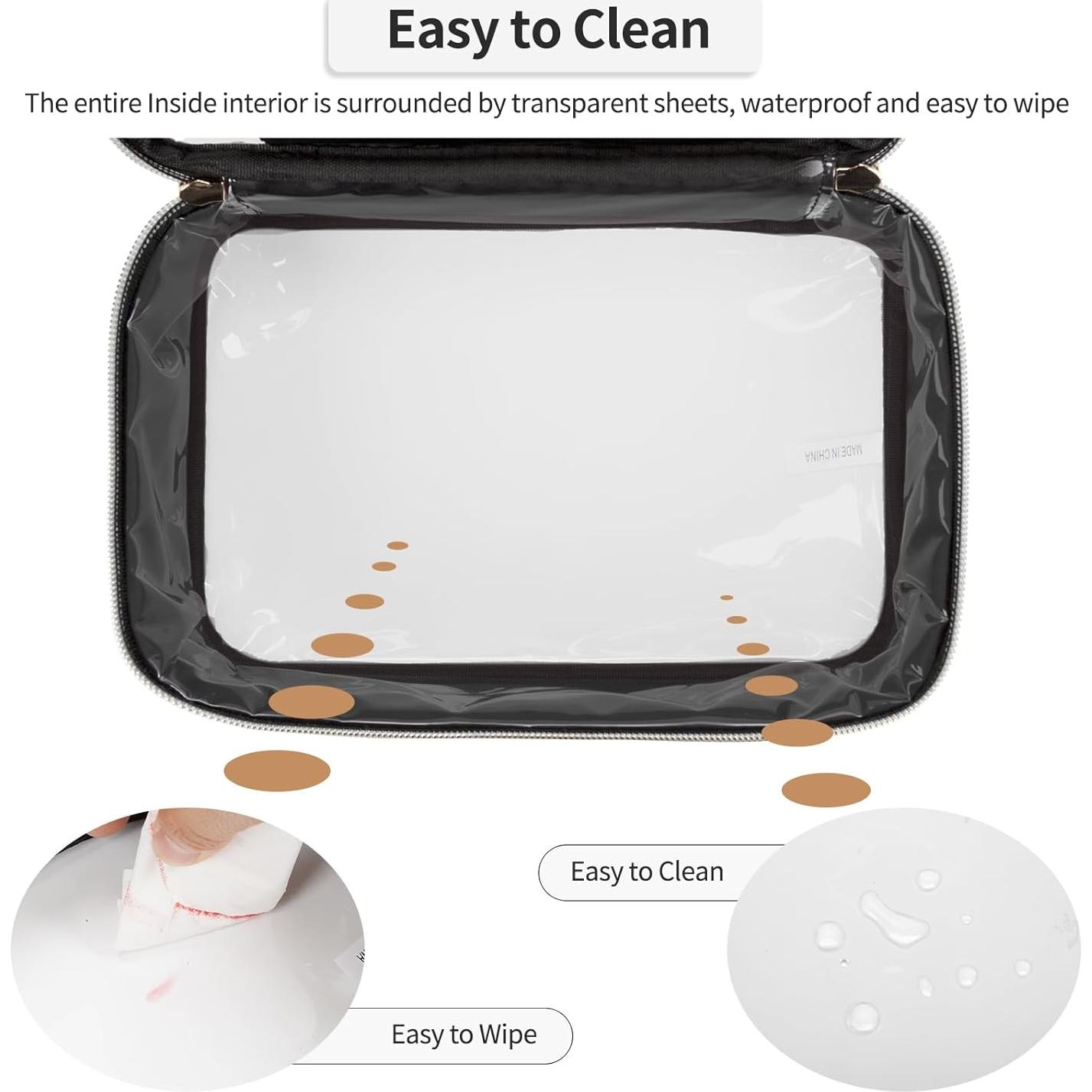 Bolsa de Maquillaje Transparente Partyreal Grande Negra 24.9x17cm