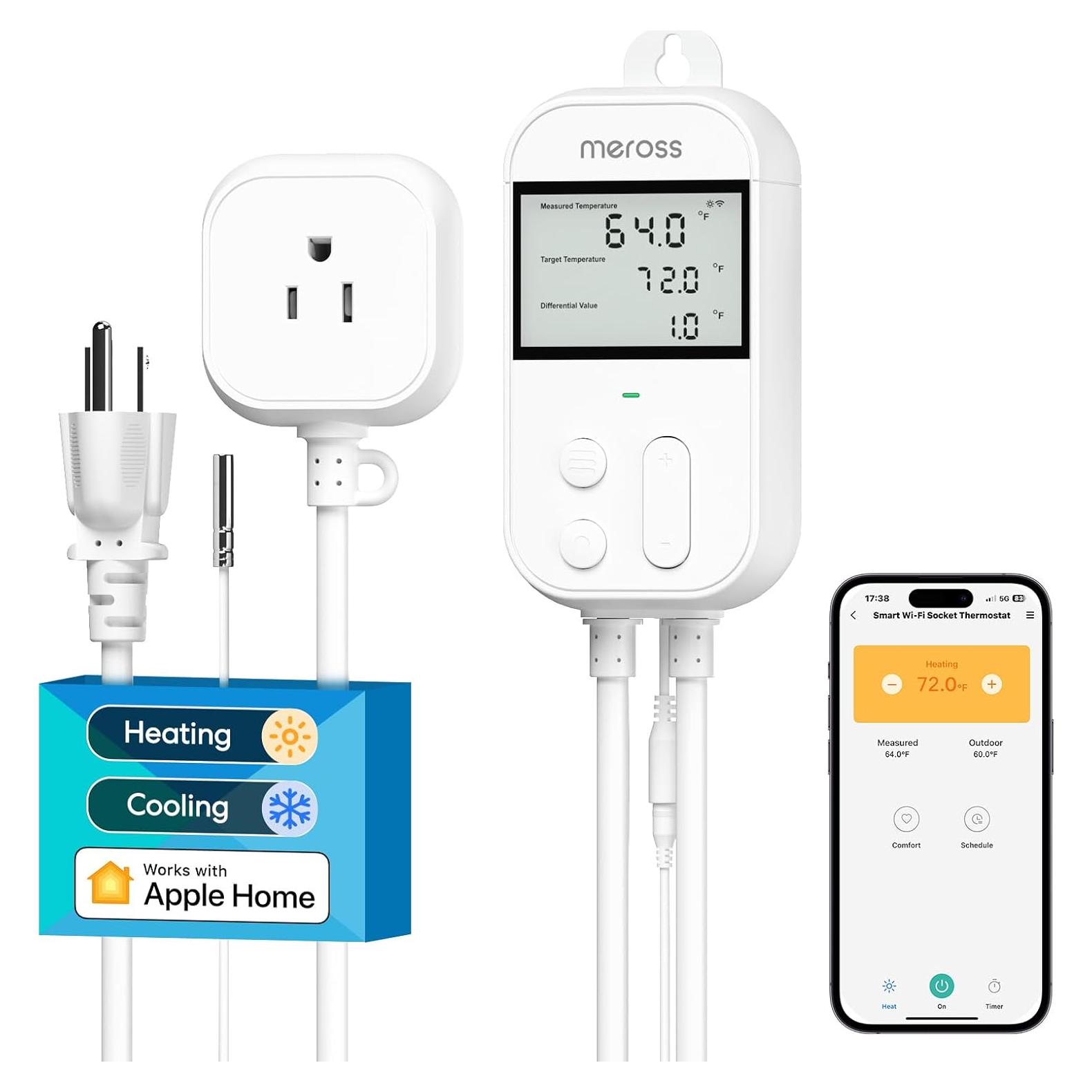 Controlador de Temperatura Inteligente Meross 1800W Wi-Fi